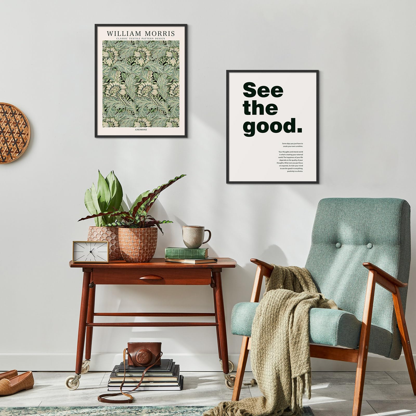 Habseligkeit Green Wall Art Prints, Retro Wall Decors For Room Aesthtic, Abstract Posters For Bedroom Decor Aesthetic Unframed,