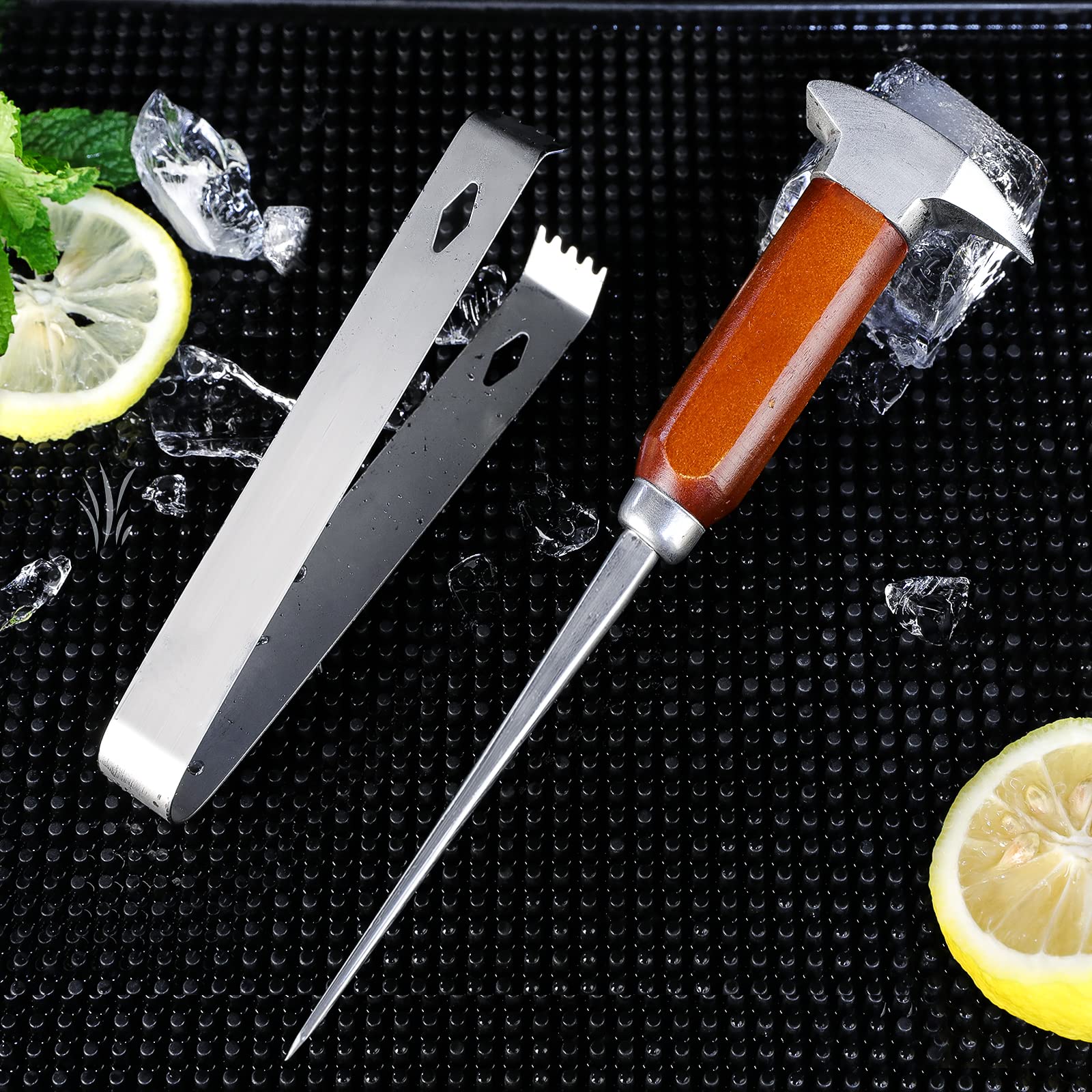 Ice Pick - 9 Inch Stainless Steel Ice Crusher And Ice Tong For Breaking Ice Japanese Style Ice Chipper Ideal For Bars And Home S