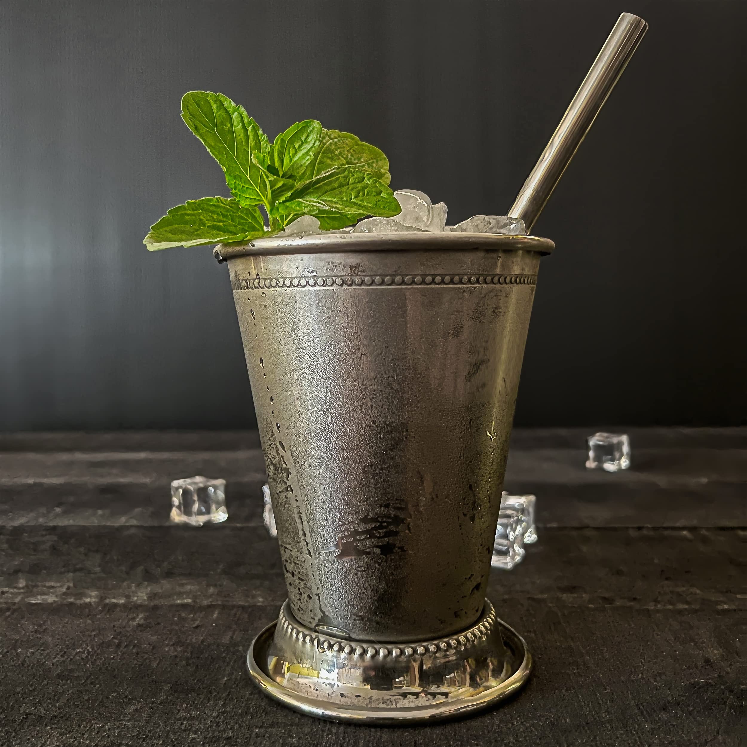 Mint Julep Cups Set Of 4 With Straws - Stainless Steel Mint Julep Cup - Mint Julep Glasses - 12Oz Commercial Grade Cups - Metal