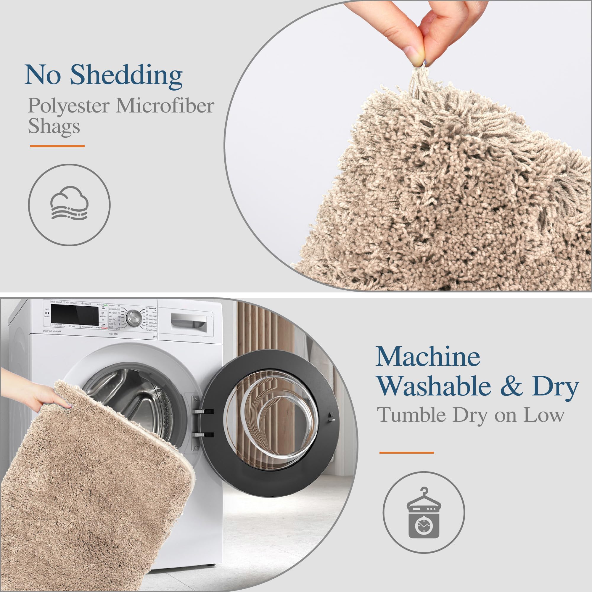 Walensee Bath Rug for Bathroom Non Slip Bathroom Mat (20 x 32  Beige) Water Absorbent Soft Microfiber Shaggy Bathroom Rug Machine Washable Bath Mat for Bathroom Thick Plush Shower Mat