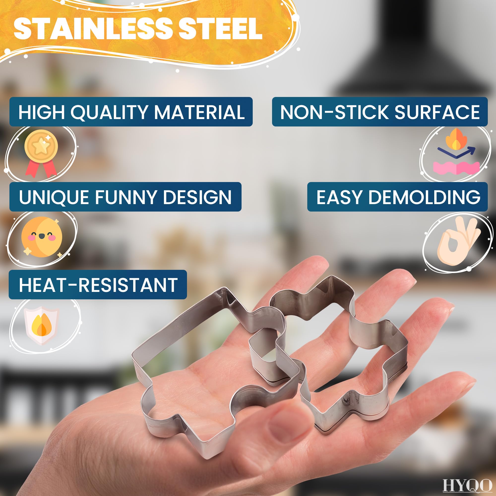 4Pcs Puzzle Cookie Cutter Set - Puzzle Piece Fondant Cutter Stainless Steel Clay Cutters Fondant Biscuit Cutters Tool For Baking