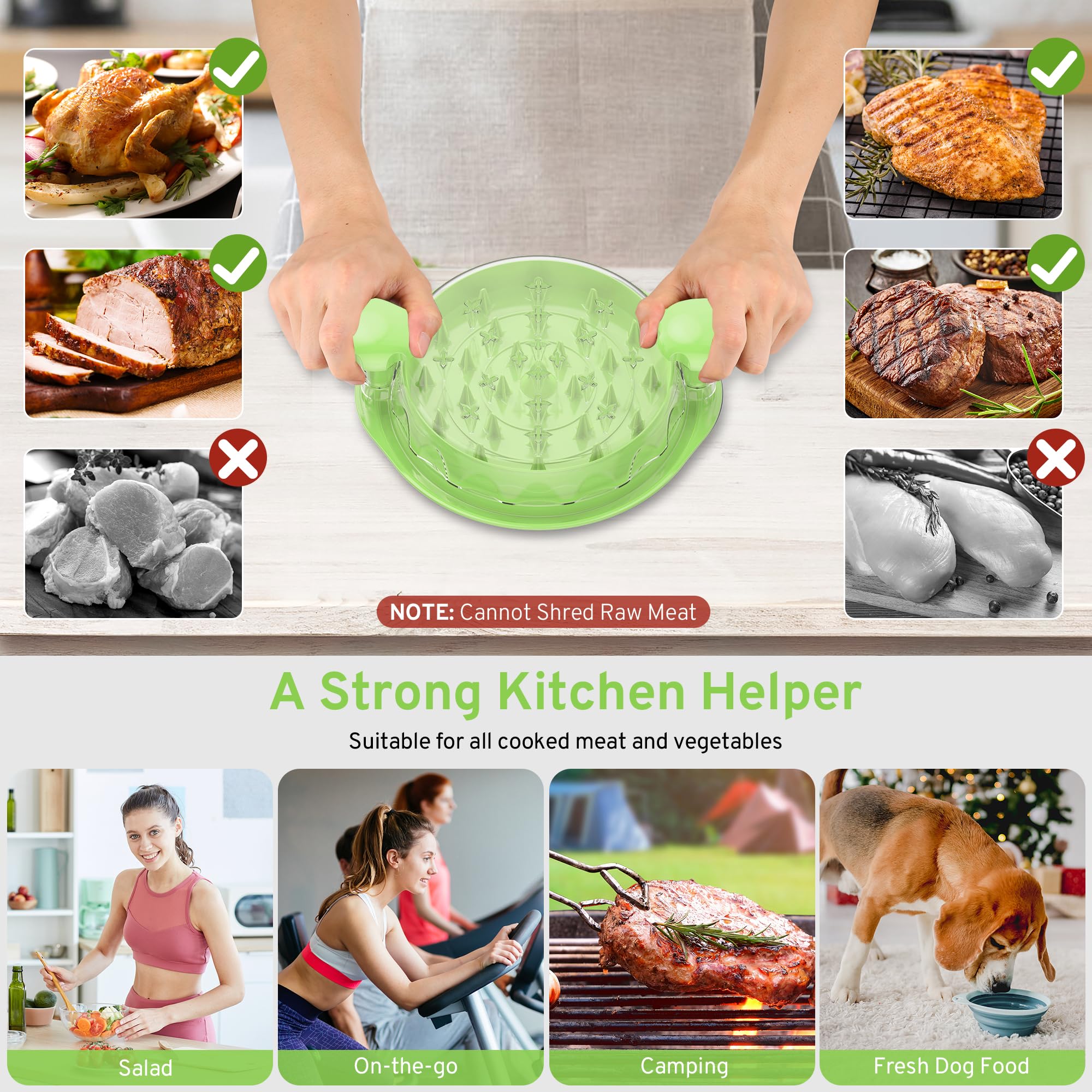 Upgrade Chicken Shredder, 10''Chicken Shredder Tool Twist With Transparent Lid, Ergonomic Handle And Anti-Slip Base, Dishwasher