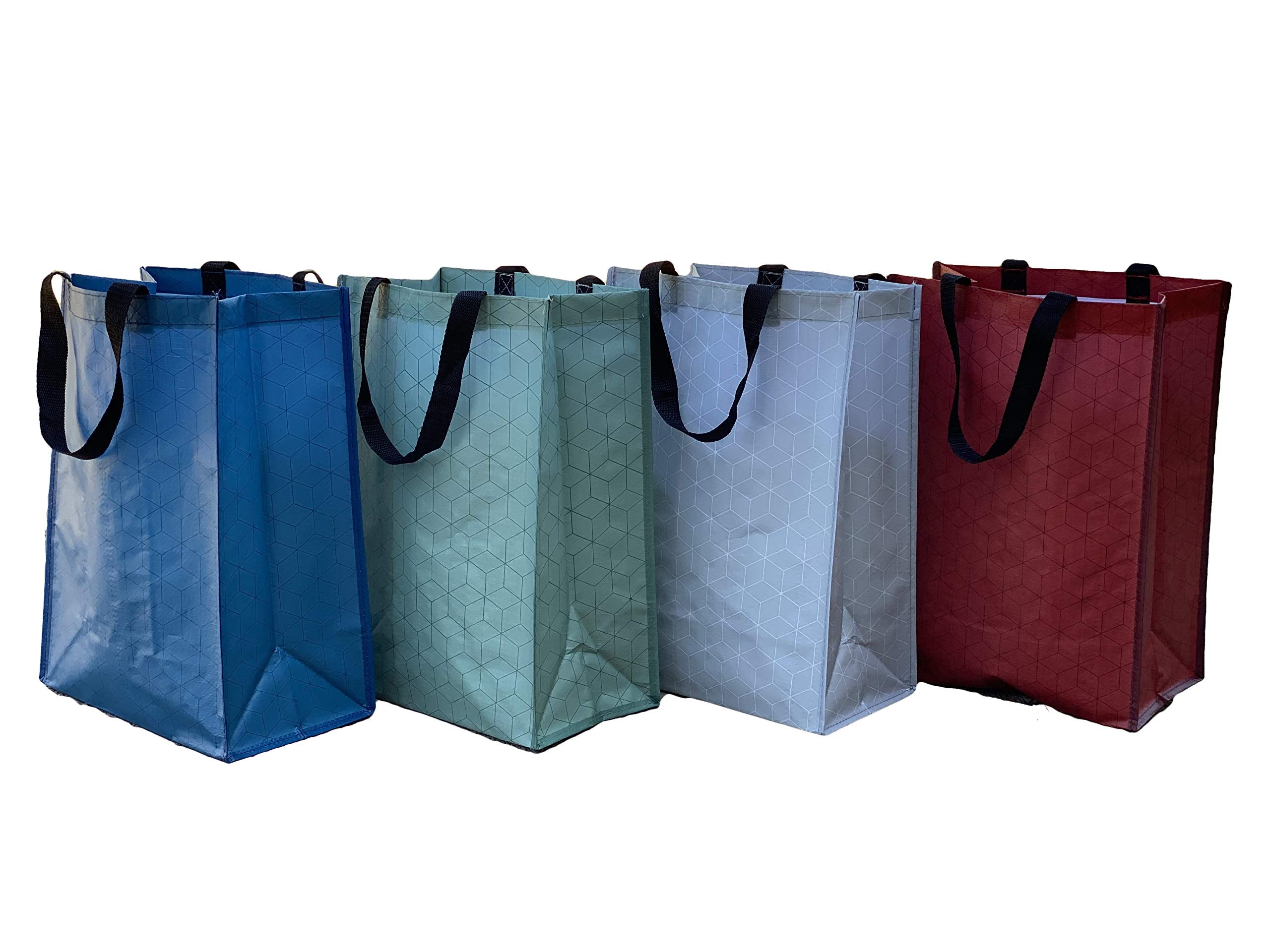Foremost Reusable Bag Standard Size Assorted Color 4 Pack, Blue, Red, Gray And Green (74054)