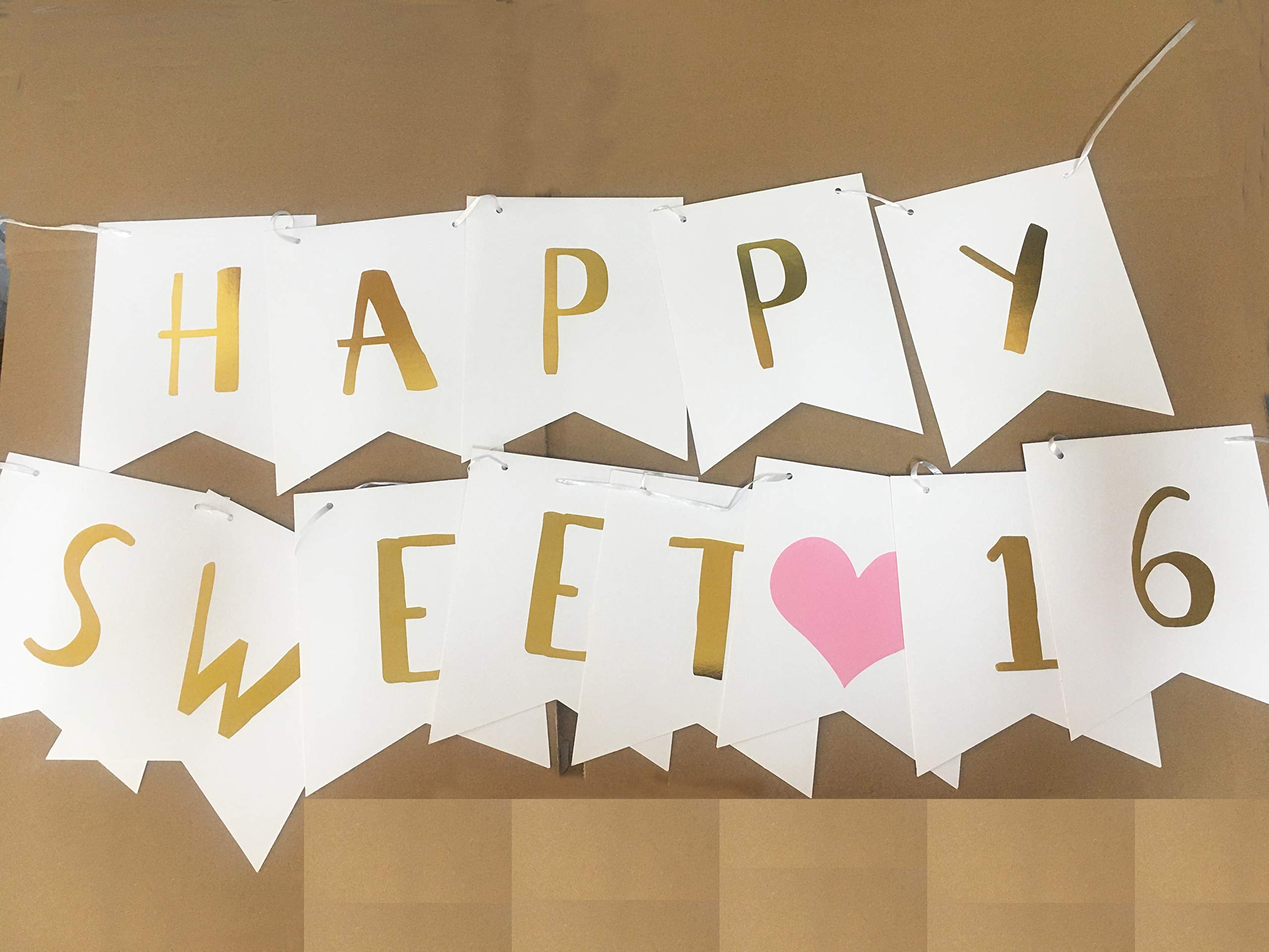 Sweet 16 Birthday Decorations - 16Th Pink Gold Happy B-Day Party Decor Supplies For Girls Sixteen Years