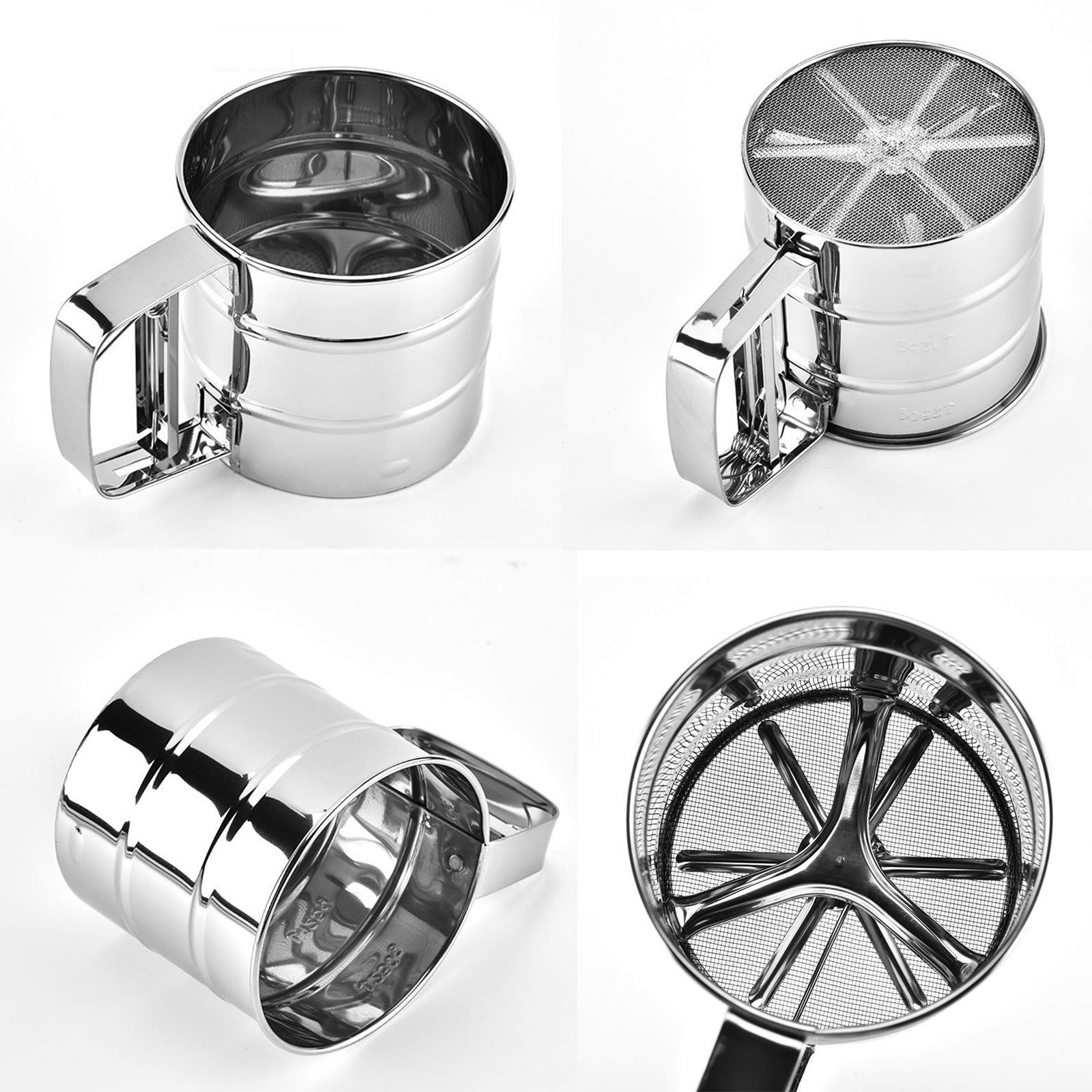 Cenbee Flour Sieve Stainless Steel Material Manufacturing,Coffee Sieve Cup,Semi Automatic 2 Cup Sifter For Baking | Fine Mesh Pa