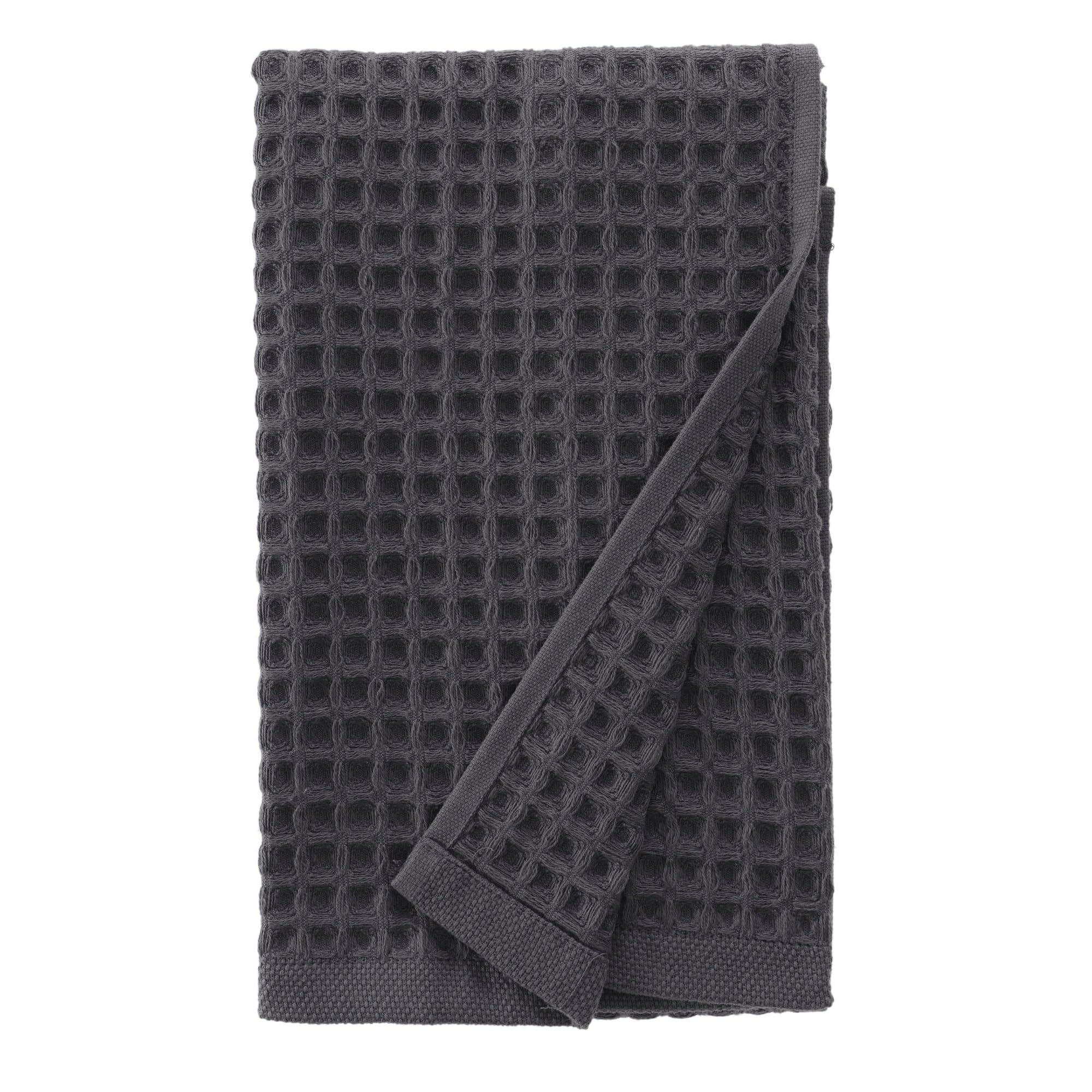 Sea Me At Home Modern Waffle Hand Towel For Bathroom, 100% Cotton (Hand Towel, Charcoal)