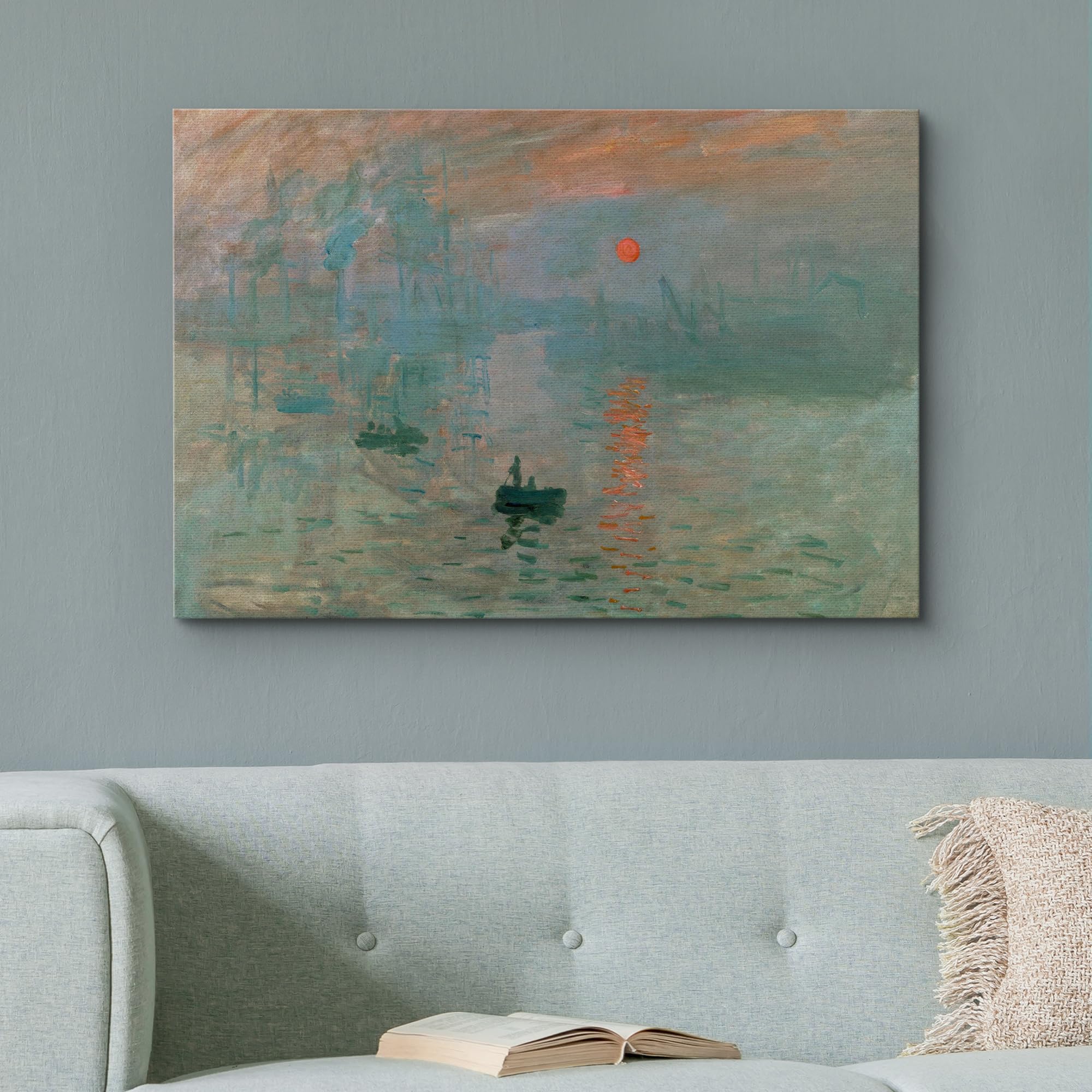 Impression Sunrise By Claude Monet Giclee Canvas Prints Wrapped Gallery Wall Art | Stretched And Framed Ready To Hang - 24'' X 3