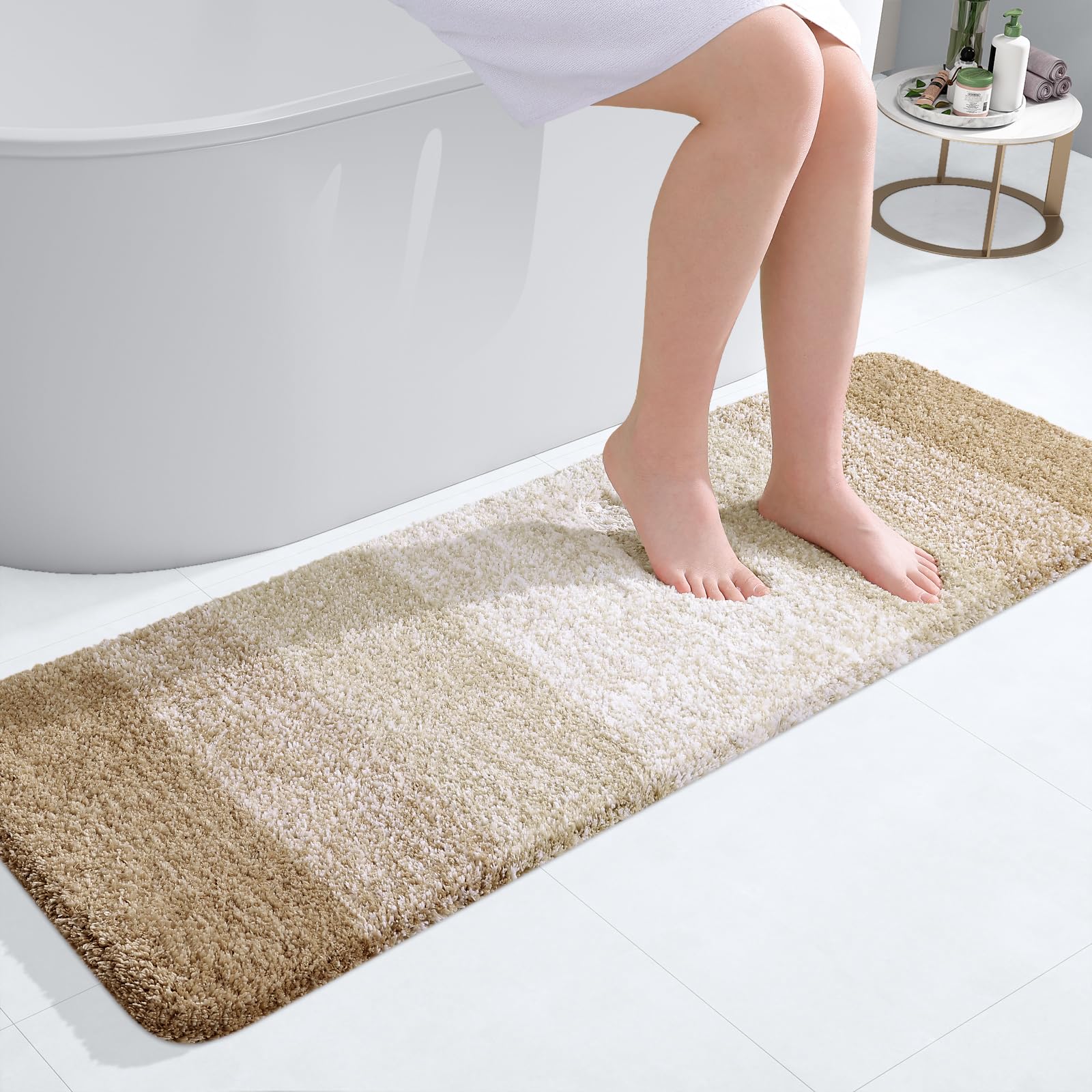 Olanly Bathroom Runner Rugs 47X17, Extra Soft Absorbent Microfiber Bath Rugs, Rubber Backing, Quick Dry, Machine Washable Bath M