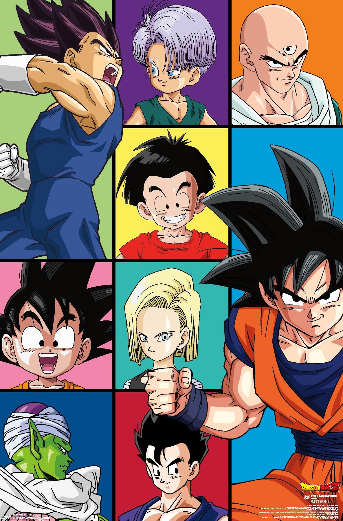 Trends International Dragon Ball Z - Grid Wall Poster, 14.725'' X 22.375'', Premium Unframed Version
