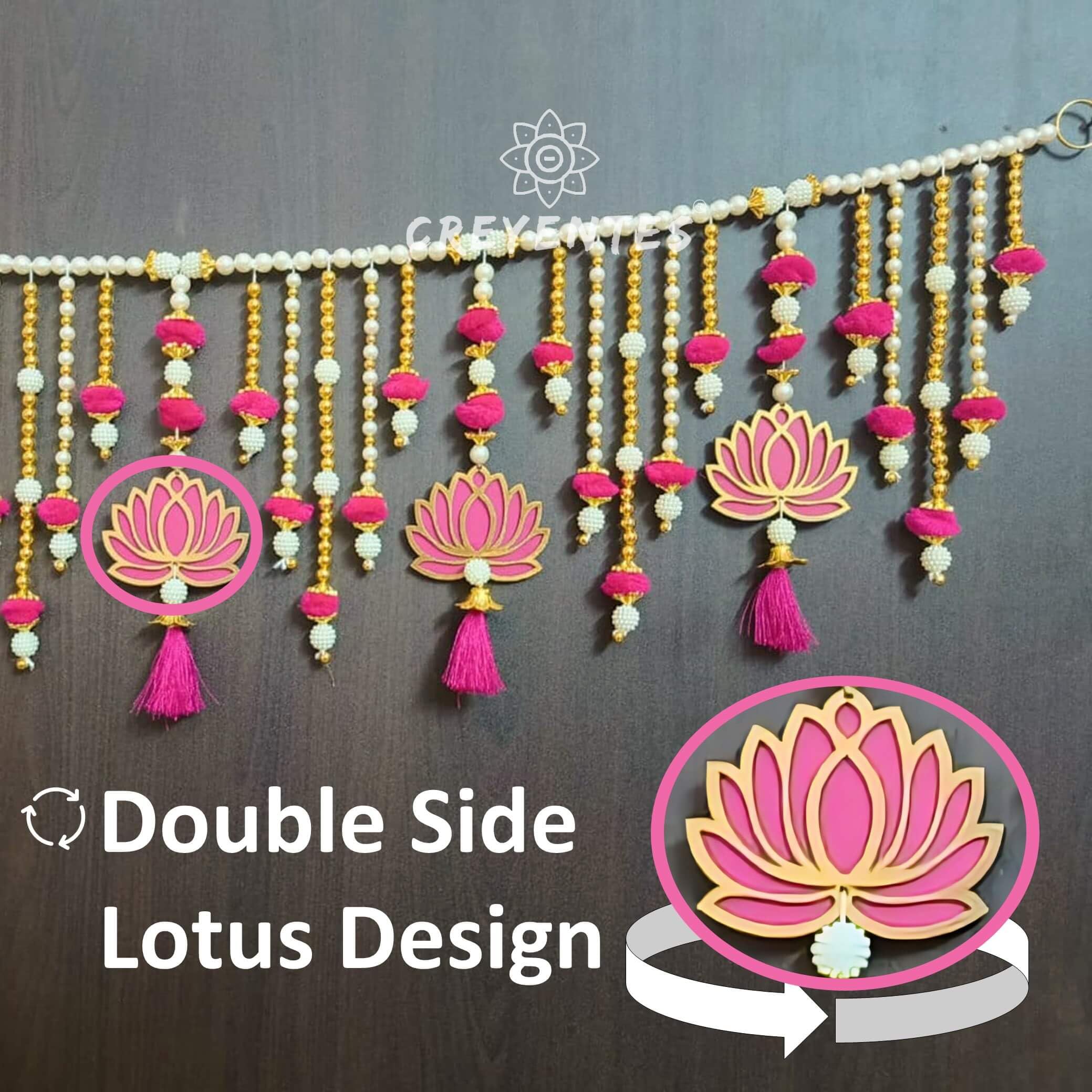 Creyentes Toran For Door, Pink Lotus Style Toran, Bandanwar, Wall Hanging For Main Entrance, Door, Pooja Room, Wedding Decoratio