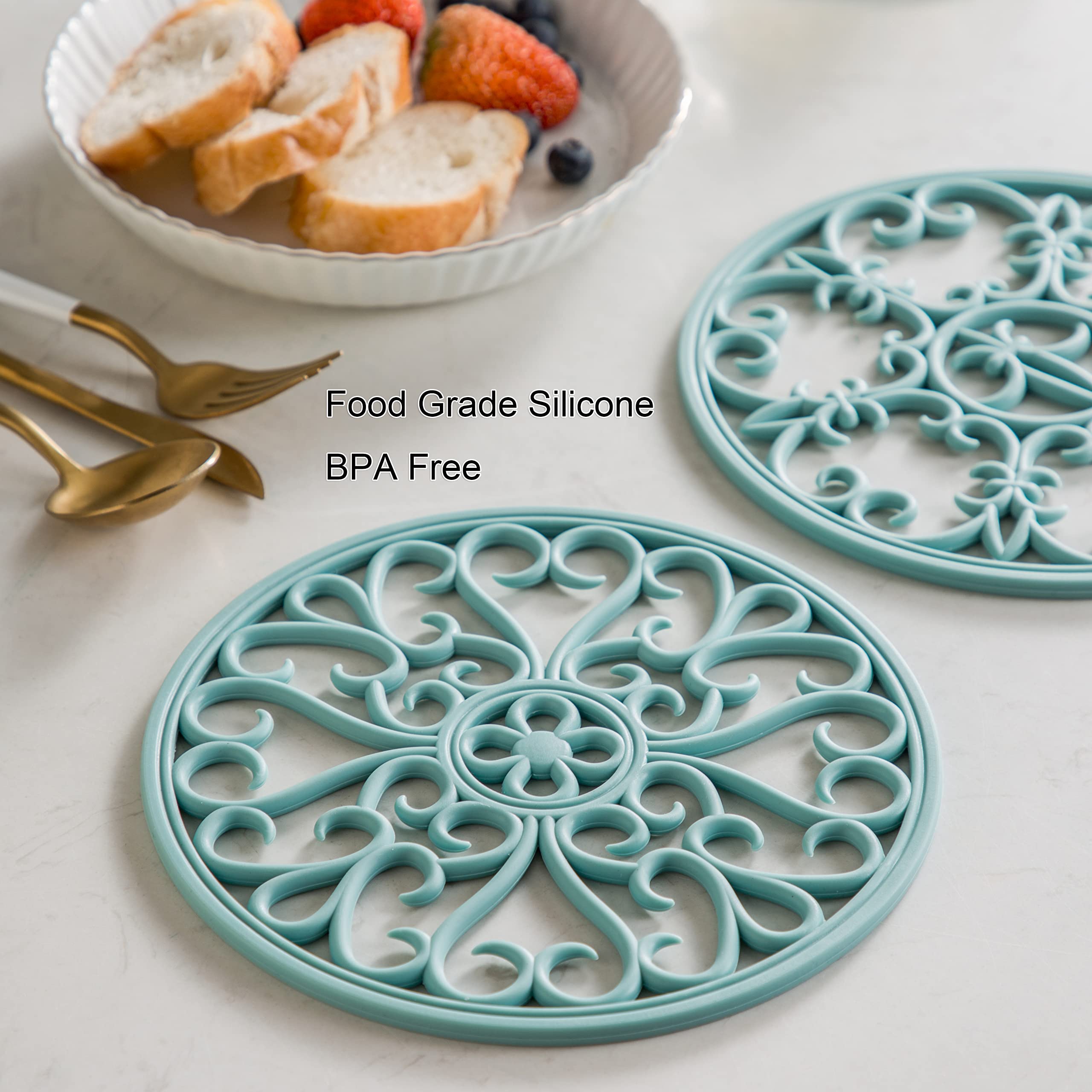 Silicone Trivet Mat - Non-Slip & Heat Resistant Kitchen Hot Pads For Countertops & Table - Kitchen Trivets For Hot Dishes & Cook
