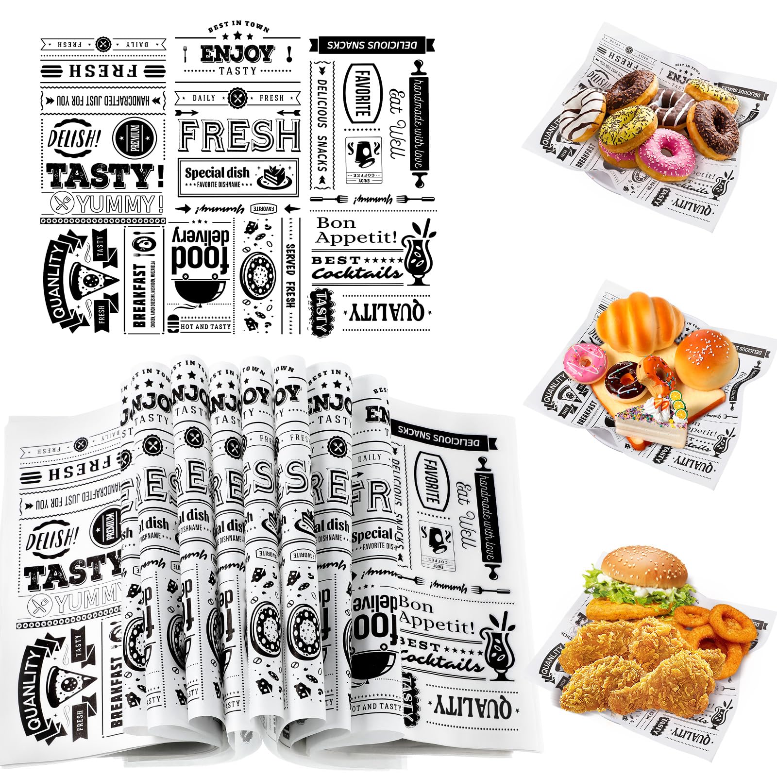 Chengu 150 Pieces Newsprint Wax Paper Sheets Deli Wax Paper Grease Proof Deli Wrap Paper Waterproof Food Wrapping Paper Sheets F