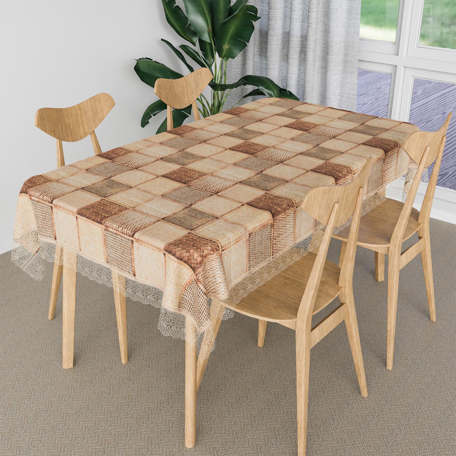 Kuber Industries Rectangular Dining Table Cover | PVC Kitchen Dining Tablecloth | 4 Seater Center Table Cover | Dining Table Cov