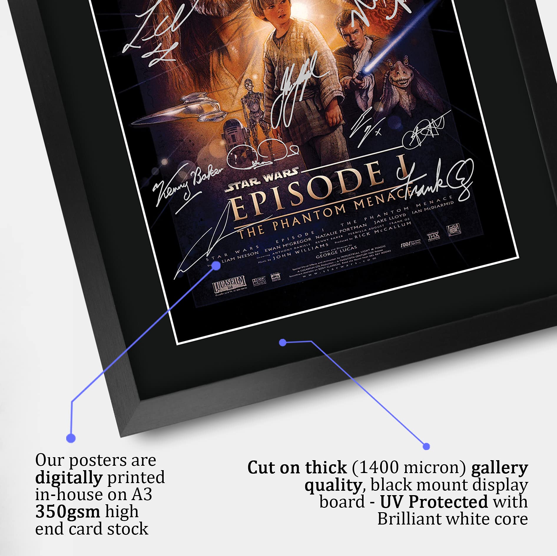 Hwc Trading Star Wars Episode I The Phantom Menace The Cast Liam Neeson Ewan Mcgregor 16 X 12 Inch Framed Gifts Printed Poster S
