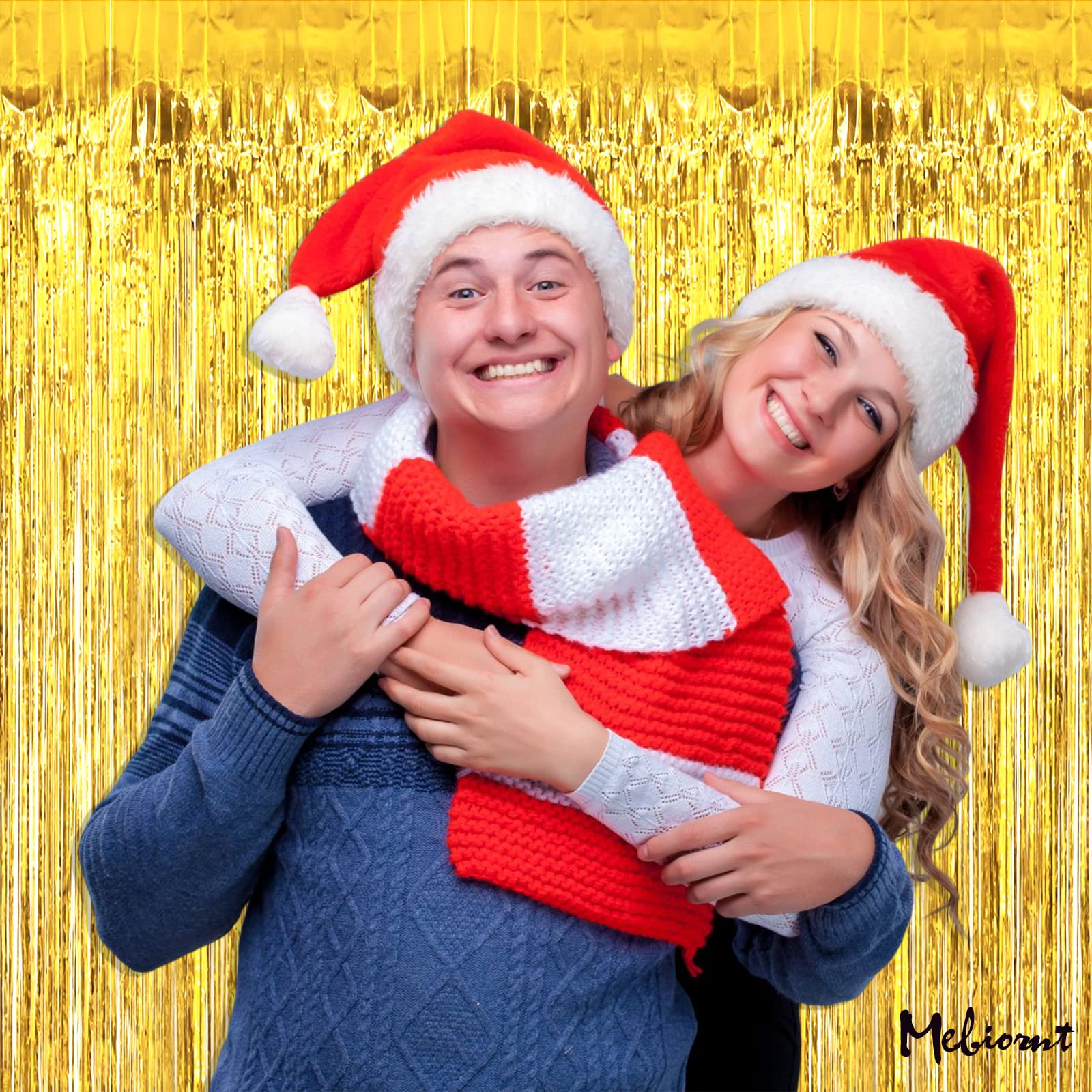 4 Pack Gold Fringe Curtain Backdrop  3.2Ft x 8.2Ft Metallic Tinsel Foil Fringe Streamers Curtains Background for Photo Booth Birthday Wedding Baby Shower Party Thanksgiving Christmas Decorations