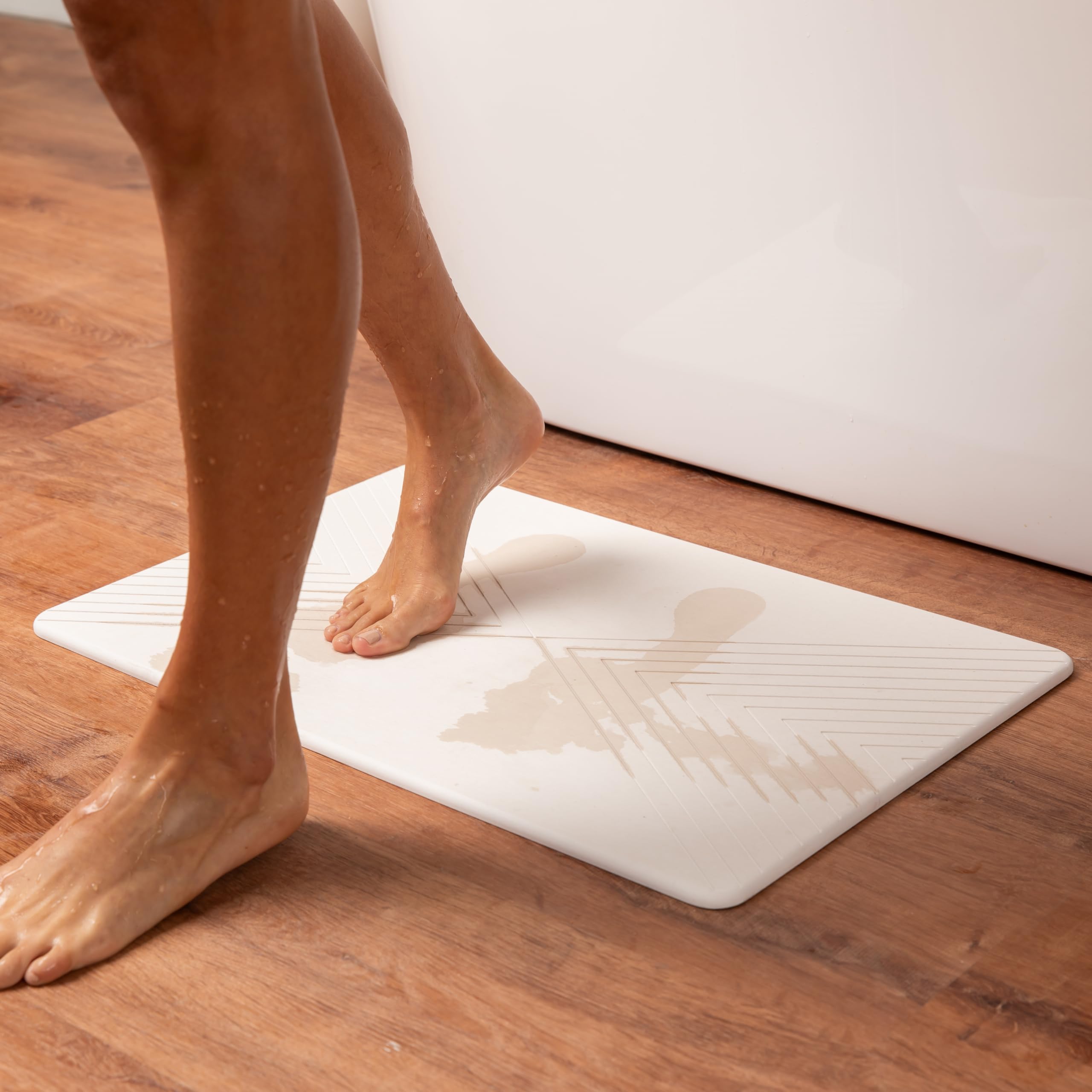 Zz Interiors Stone Bath Shower Mat For Bathroom Quick Drying Non Slip Easy To Clean (Lace White)