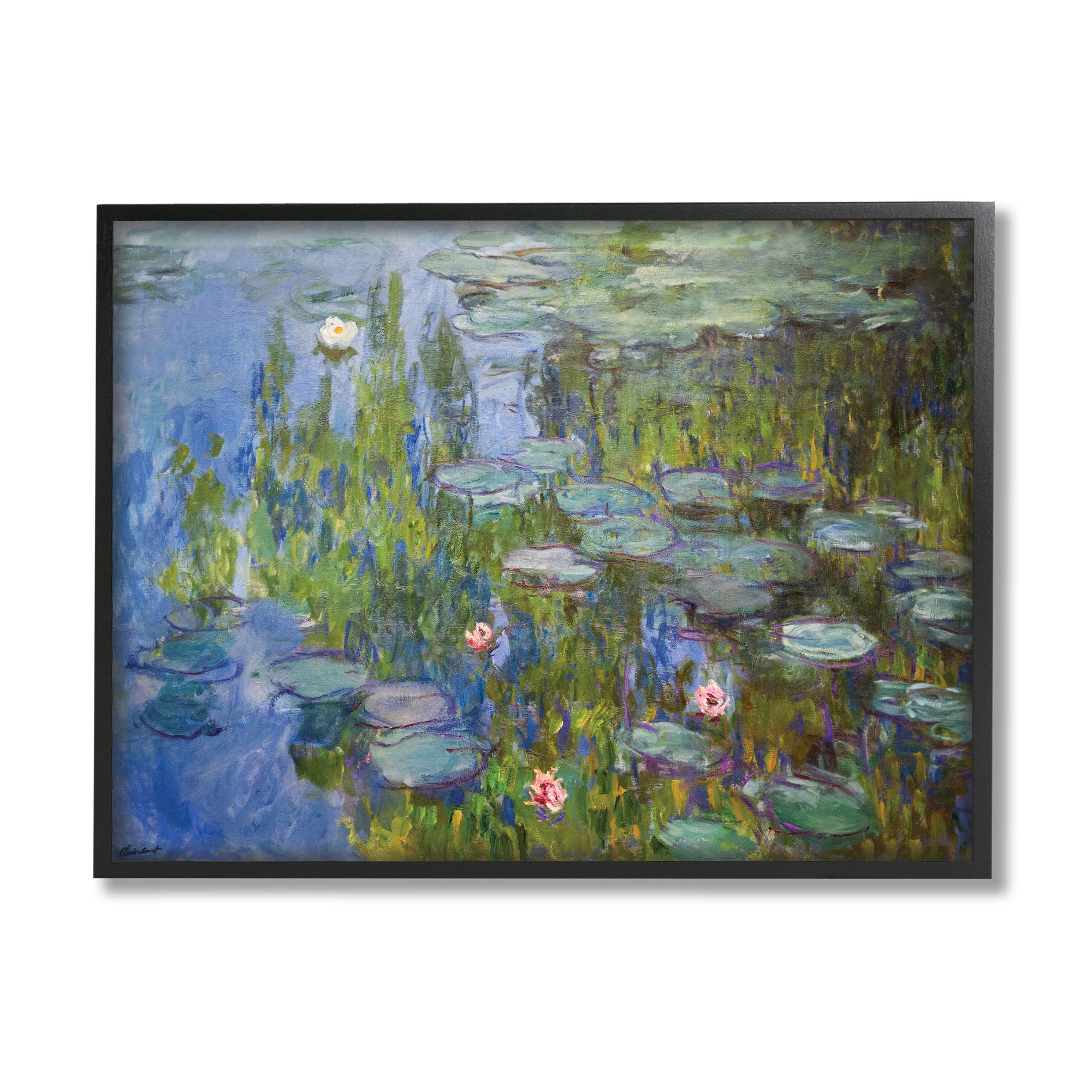 Stupell Industries Water Lilies Study Classical Painting Detail, Designed By Claude Monet Black Framed Wall Art, 11 X 14, Blue