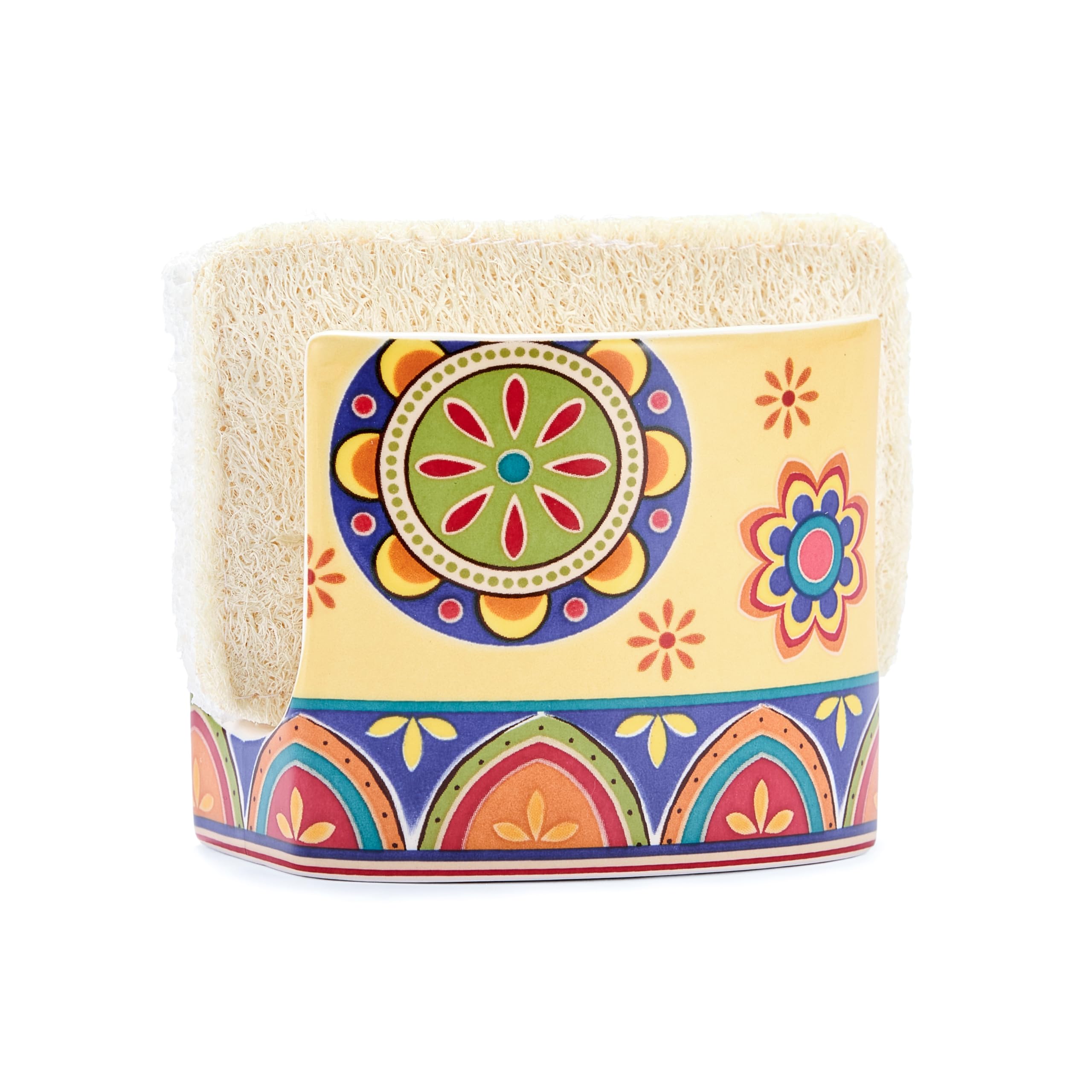 Bico Tunisian Ceramic Kitchen Sponge Holder for Countertop Sink, Sponge Caddy, Decorative Dish Sponge and Scrubber Rack
