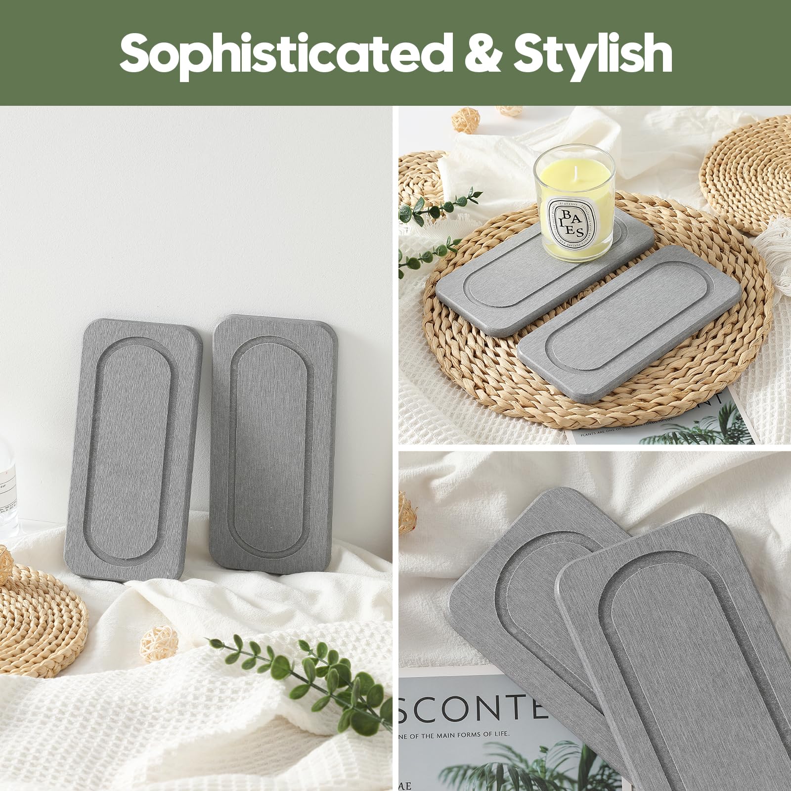 Homdiva 2Pack Diatomite Stone Water Absorbing Sink Tray For Kitchen & Bathroom Counter, Quick Dry Soap Dish Makeup Vanity Caddy,