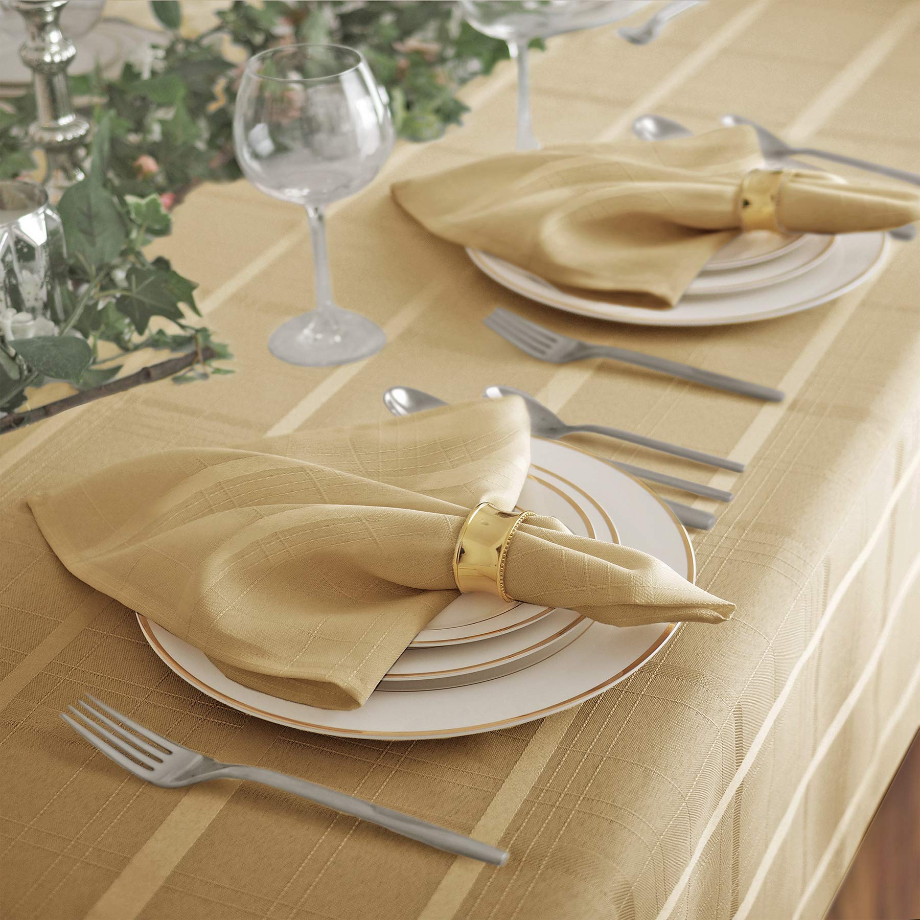 Newbridge Elegance Plaid Christmas Fabric Tablecloth, 100% Polyester, No Iron, Soil Resistant Holiday Tablecloth, 70 Inch Round,