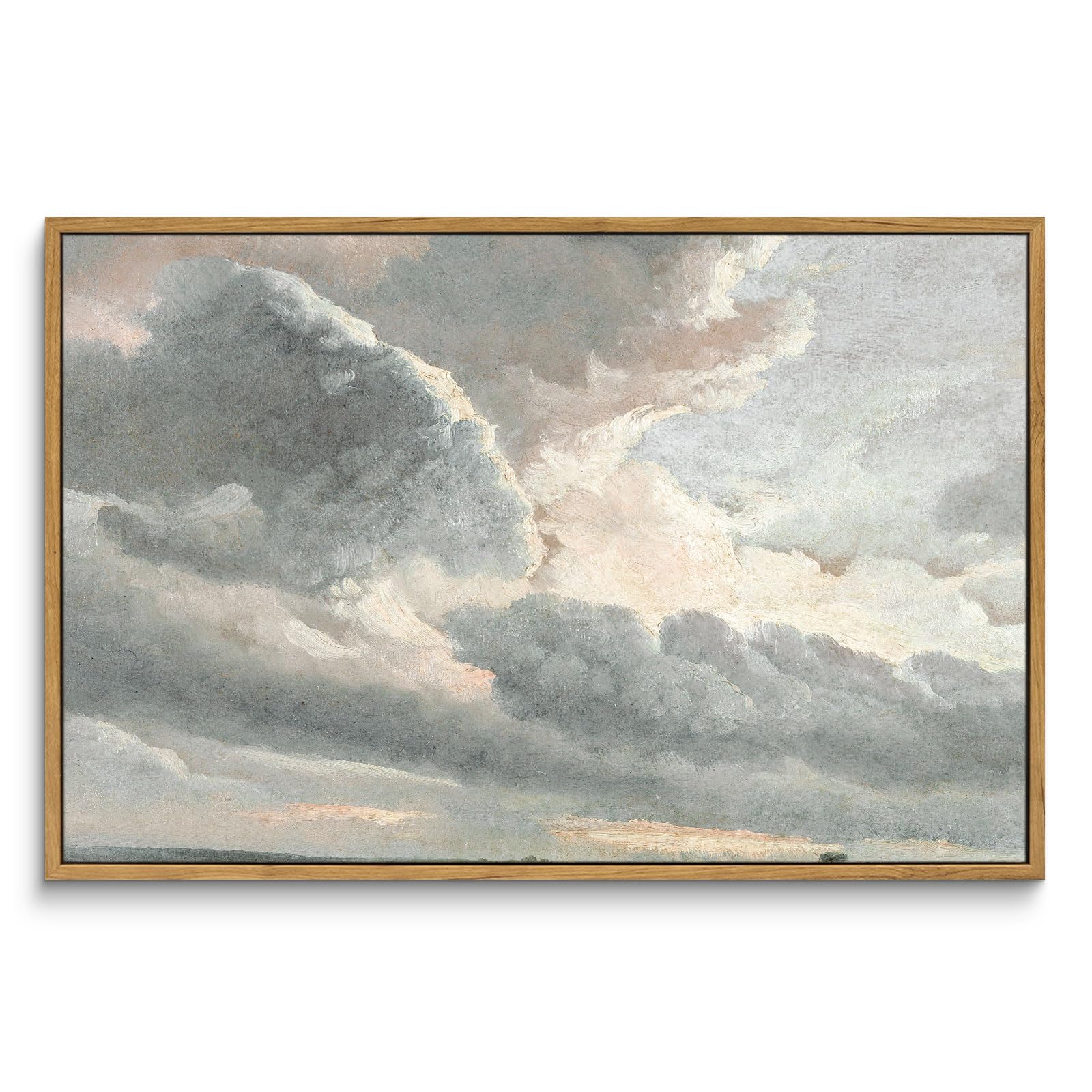 Insimsea Framed Canvas Wall Art Vintage Decor, Nature Wall Decor, Large Sky Clouds Sunset Wall Art Prints For Living Room, Class