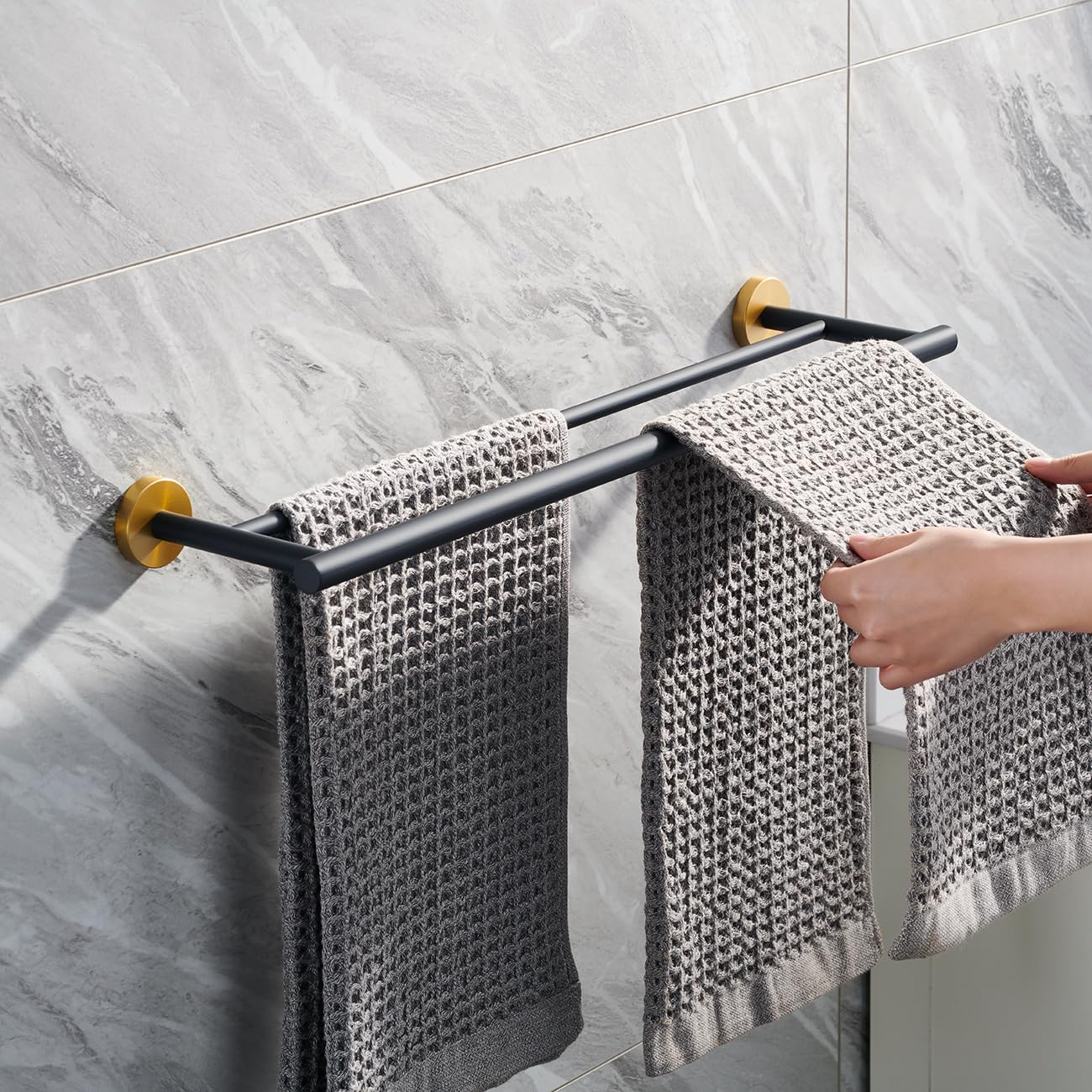 Miyili 24-Inch Bathroom Double Towel Bar Brushed Stainless Steel Bath Towel Rack Holder Wall Mount, A01N60B