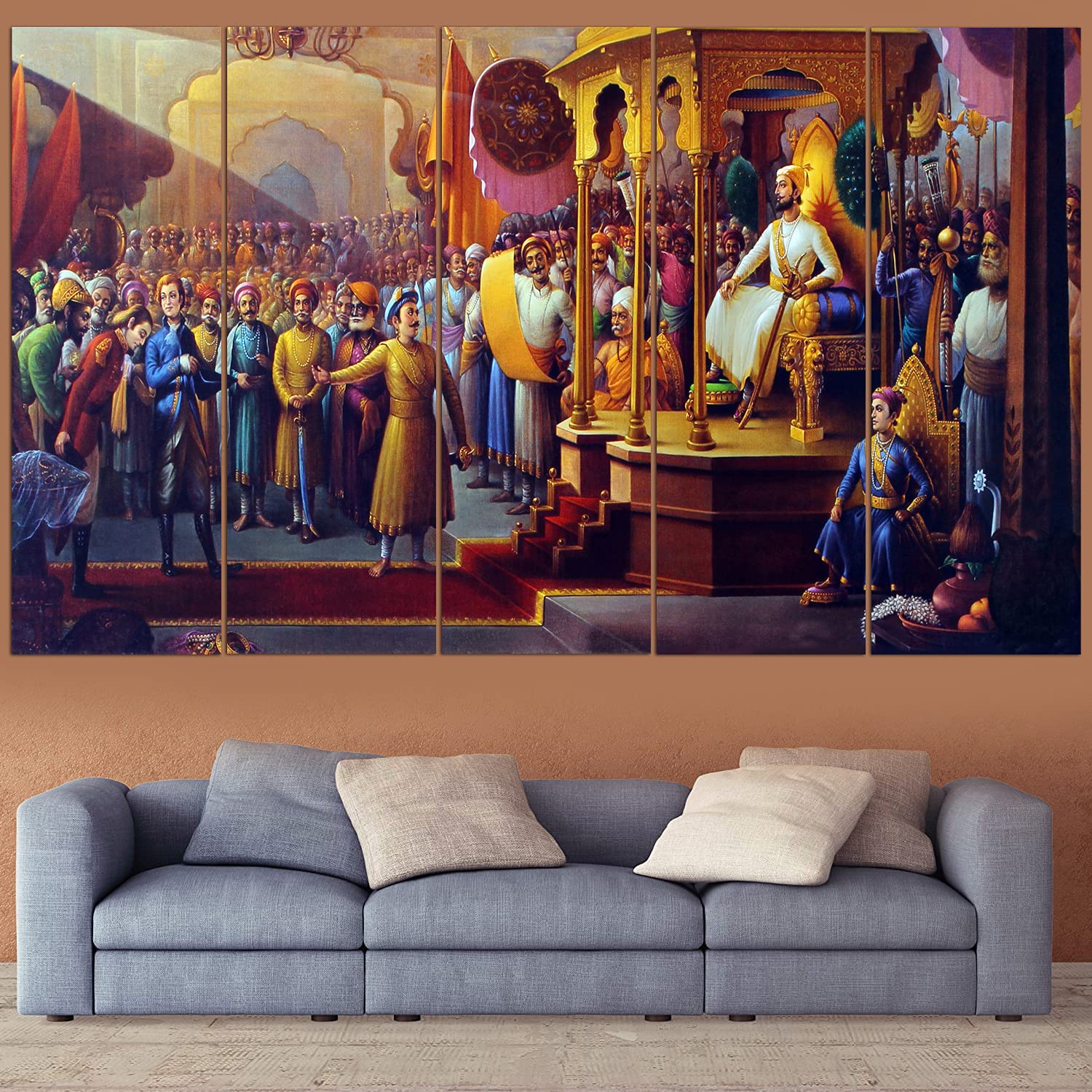 Maxstone Chattrapati Shivaji Maharaj Religious Wall Painting (30x50 Inch) Set Of -5 Big Size Wall Painting