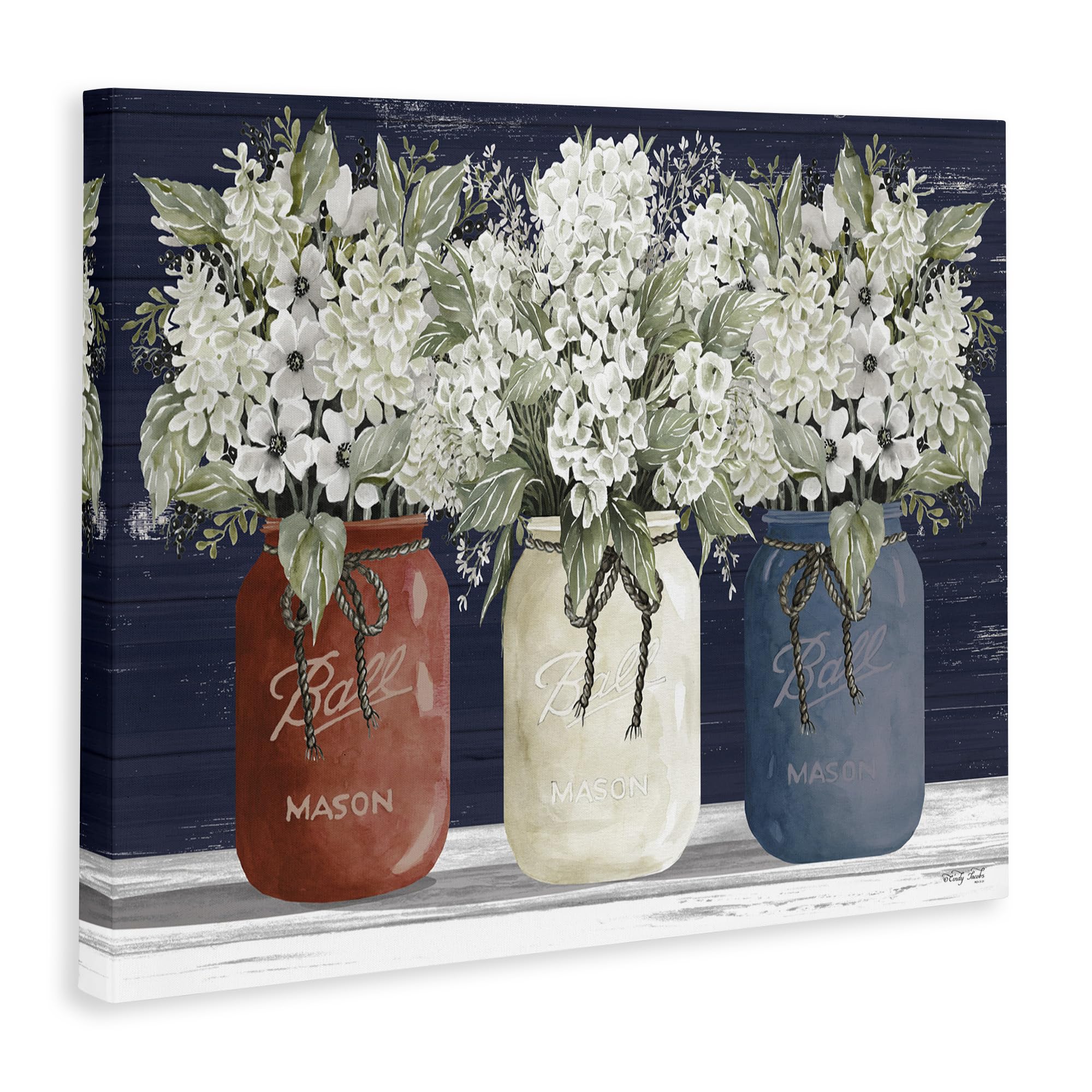 Stupell Industries Americana Floral Bouquets Rustic Flowers Country Pride  Designed by Cindy Jacobs Wall Art  24 x 30  Canvas for Bedroom