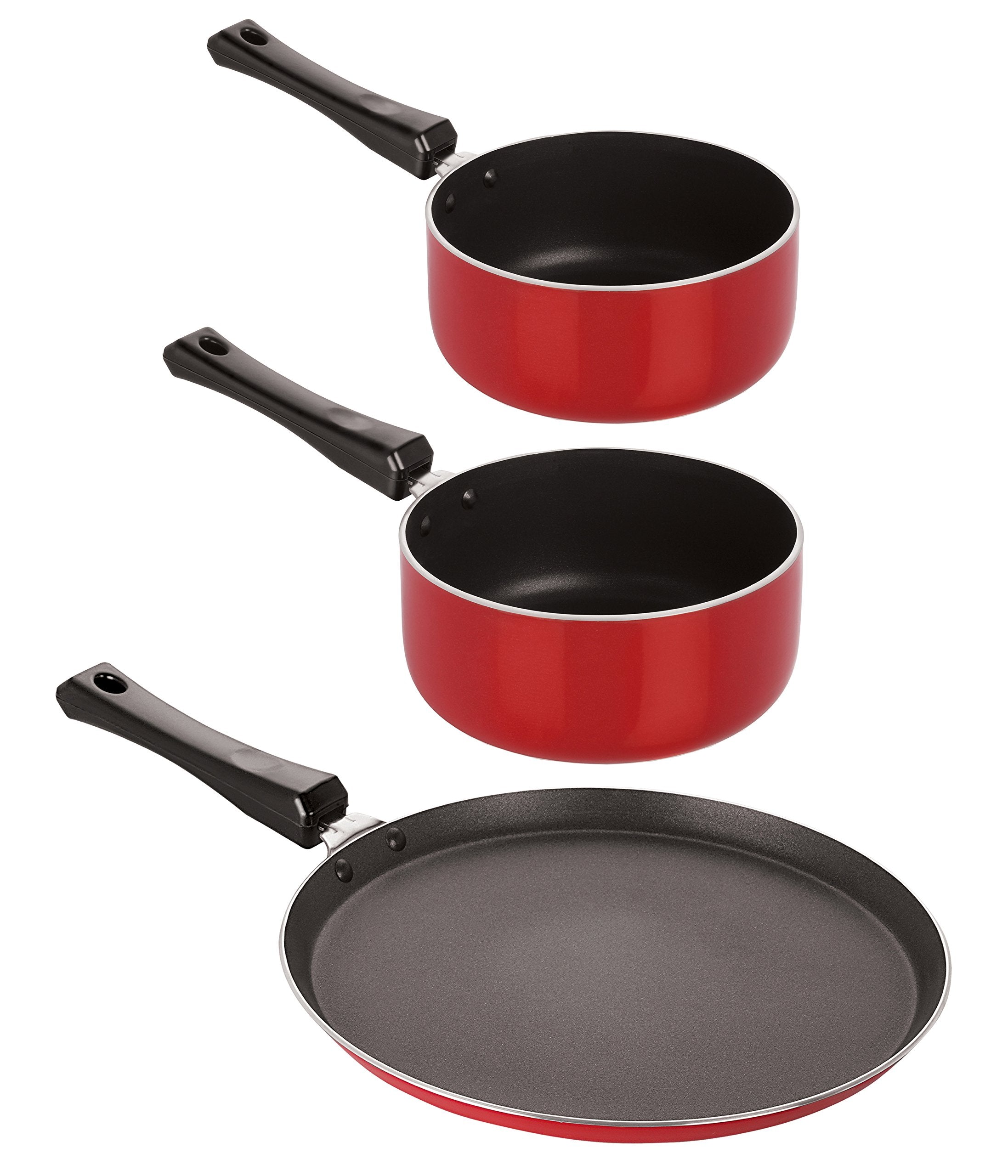Nirlon Chemical Free 3 Piece NonStick Coated Aluminium Kitchenware Essential Combo Gift Set Offer, 2.6Mm_Ft12_Sp(M)_Sp(B)