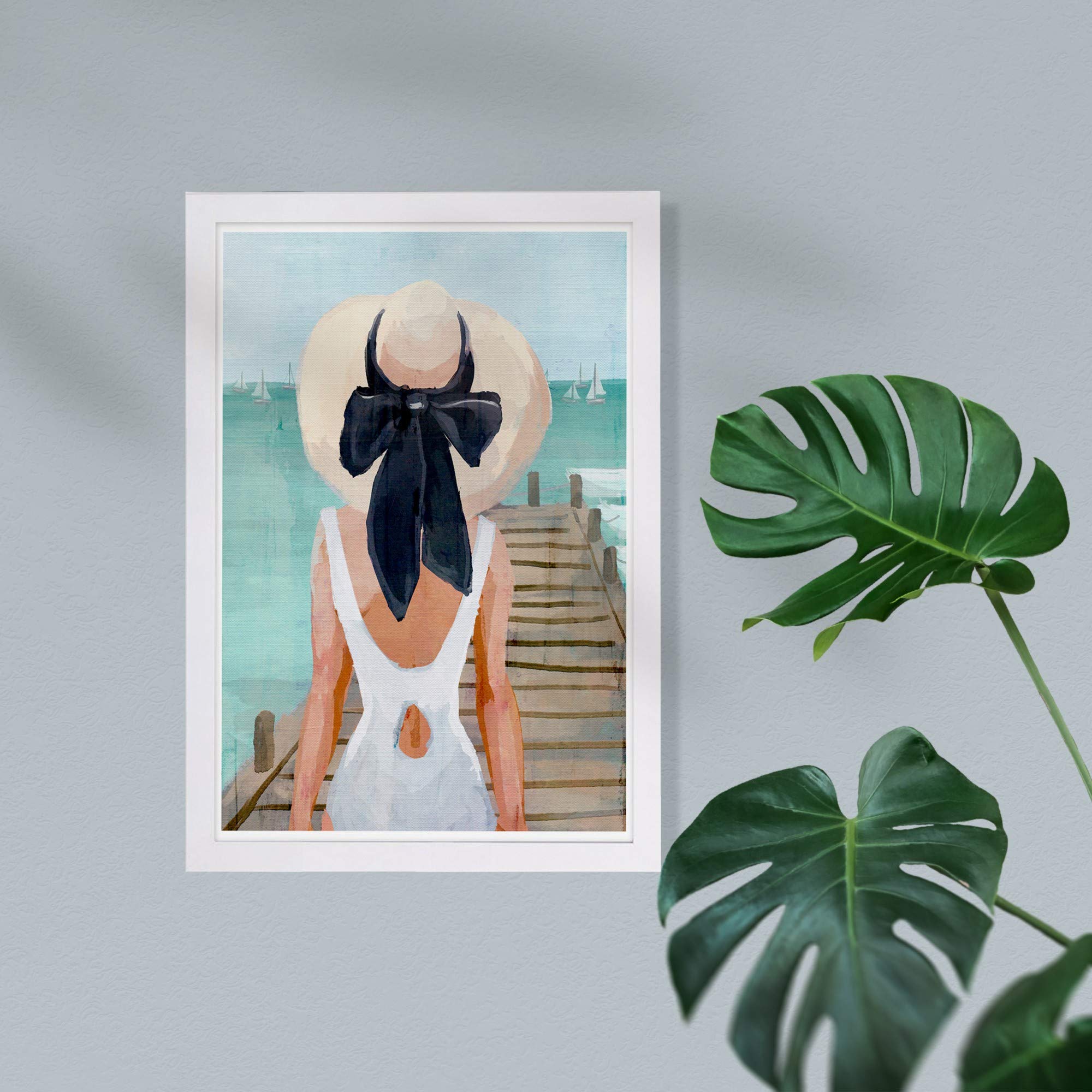 Nautical And Coastal Framed Wall Art Prints 'Seagreen Pier' Coastal (30712_13X19_Superb_Psw_Nlc)
