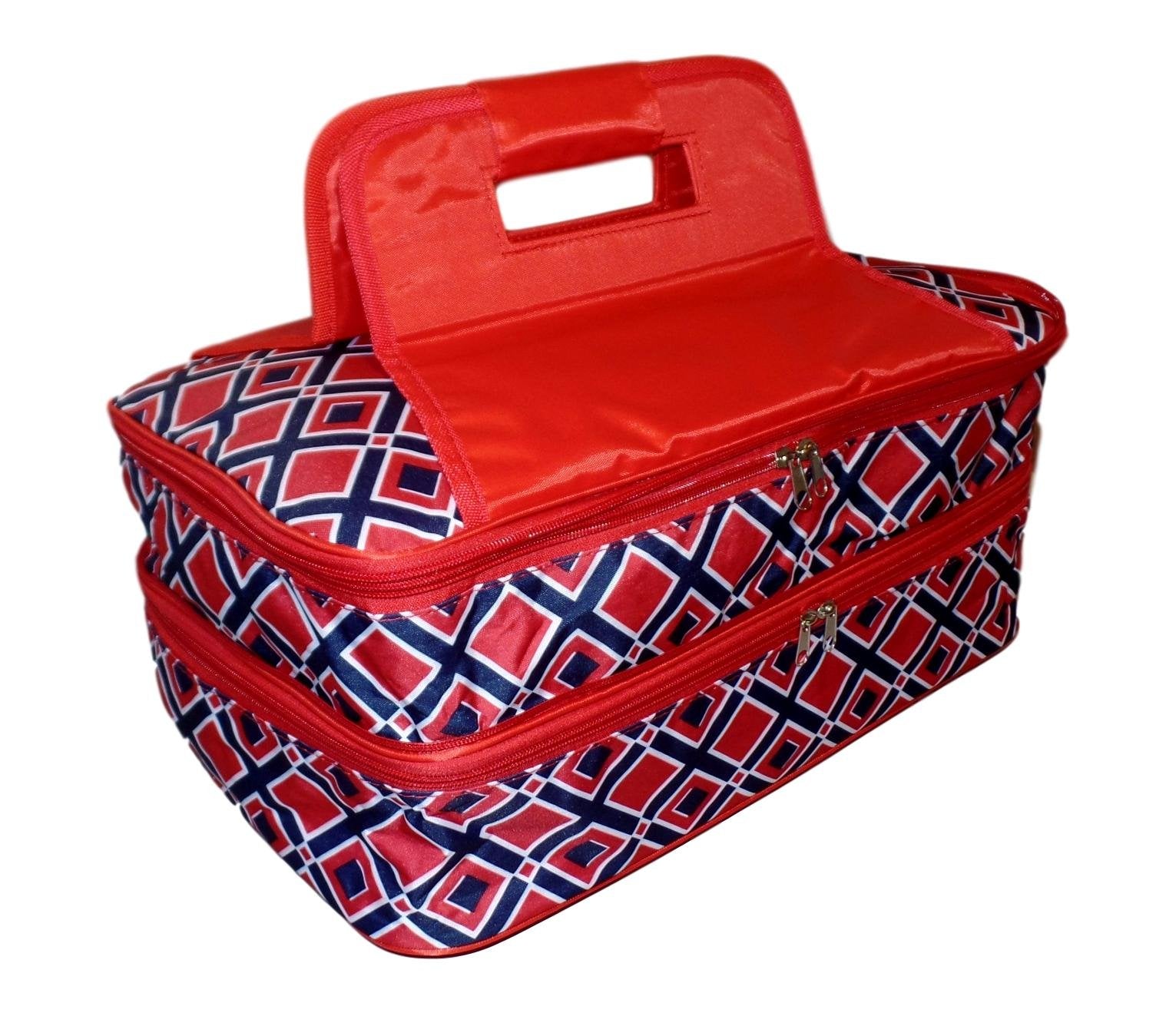 101 BEACH Thermal Insulated Casserole Carrier Bag with 2 Compartments (Times Square Red)
