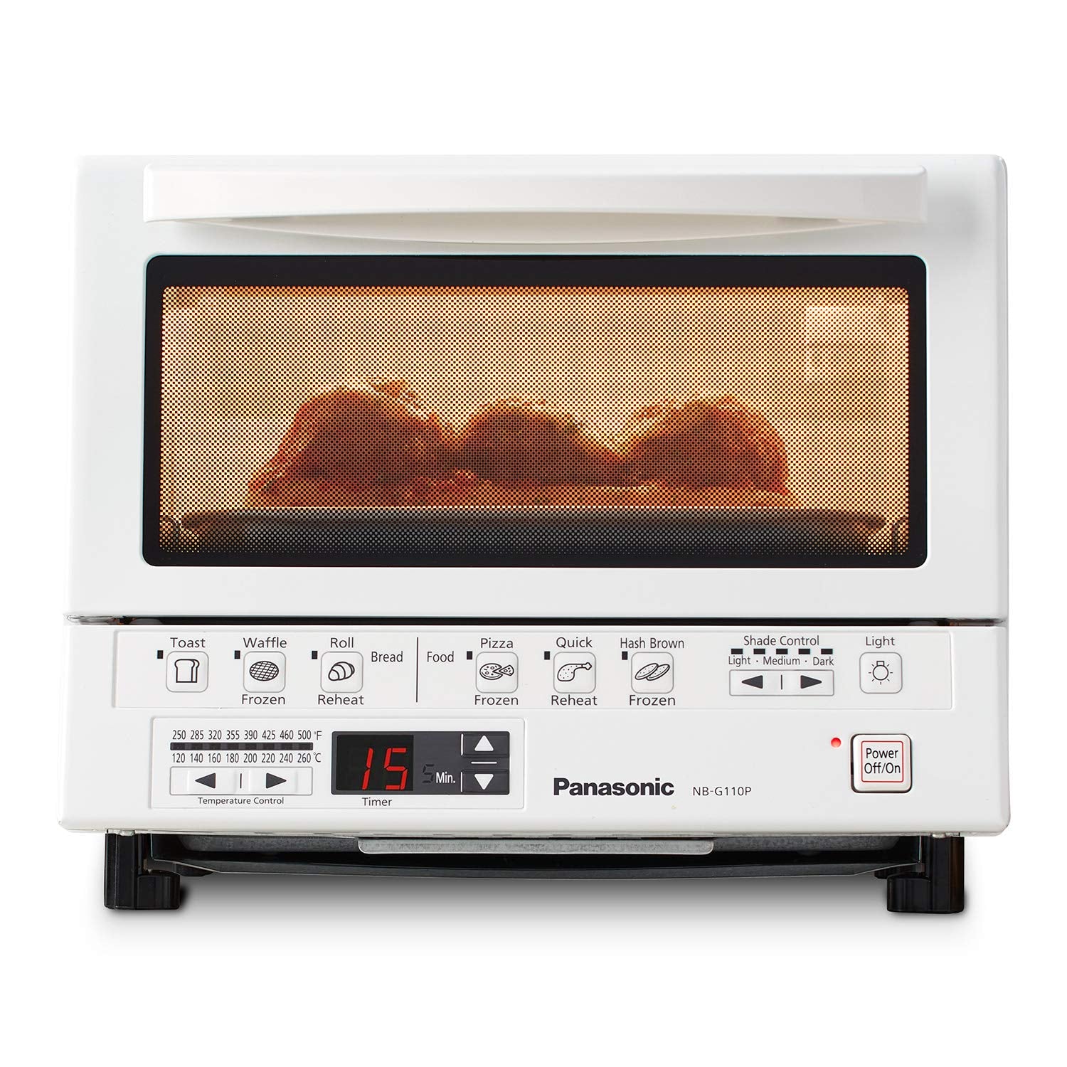 Panasonic Toaster Oven FlashXpress with Double Infrared Heating and Removable 9Inch Inner Baking Tray, 1300W, 4Slice, White