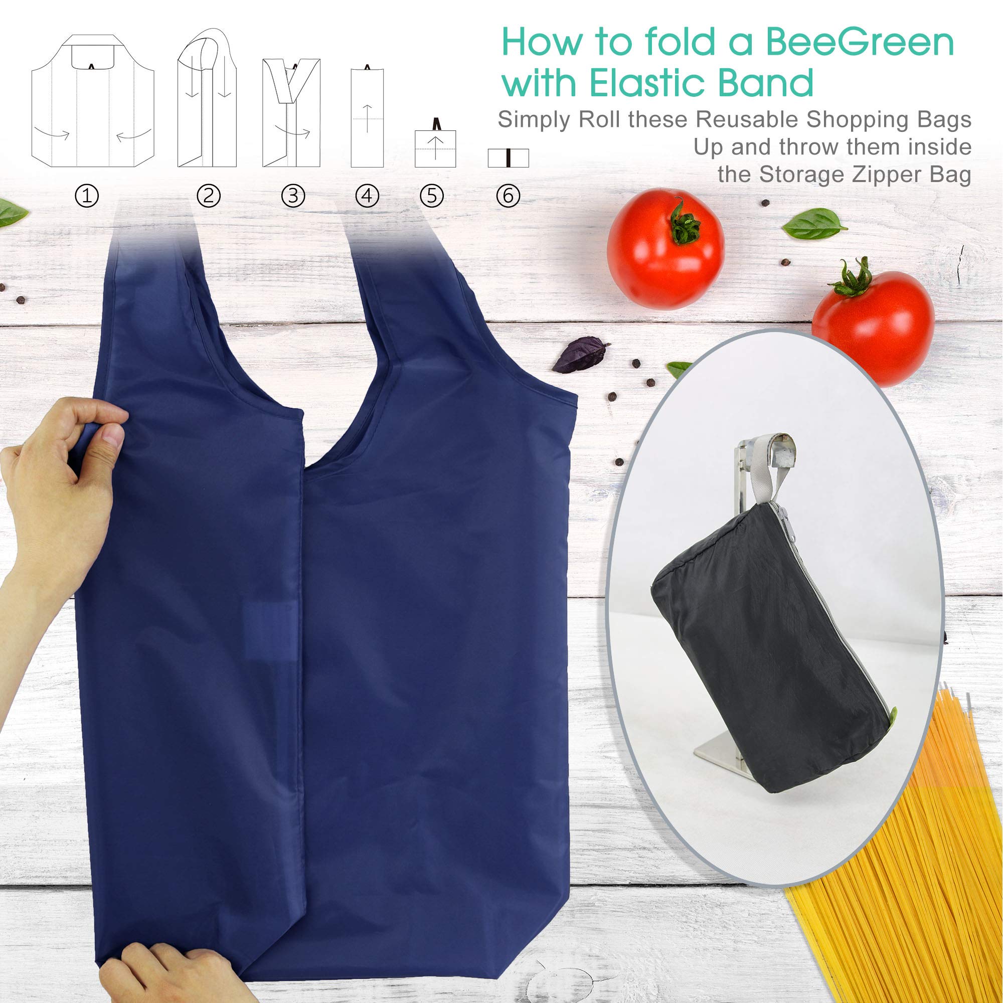 Beegreen 12 Pack Bulk Reusable Grocery Bags Multicolor Durable Machine Washable Grocery Bags For Shopping X-Large 50Lbs Heavy Du