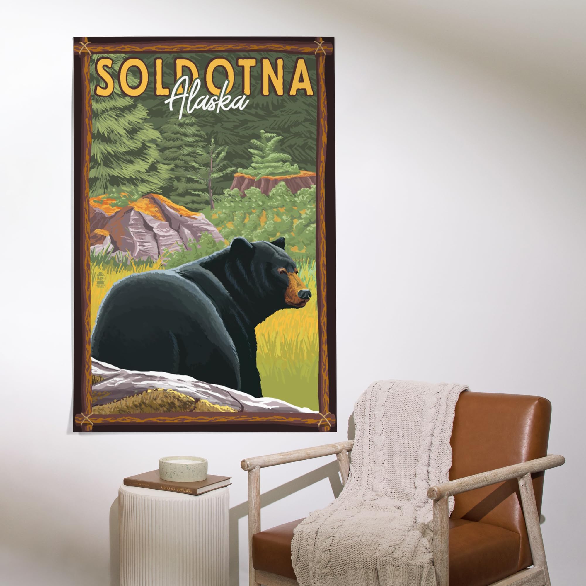 Lantern Press 36X54 Inch Giclee Art Print Wall Decor, Soldotna, Alaska, Black Bear In Forest