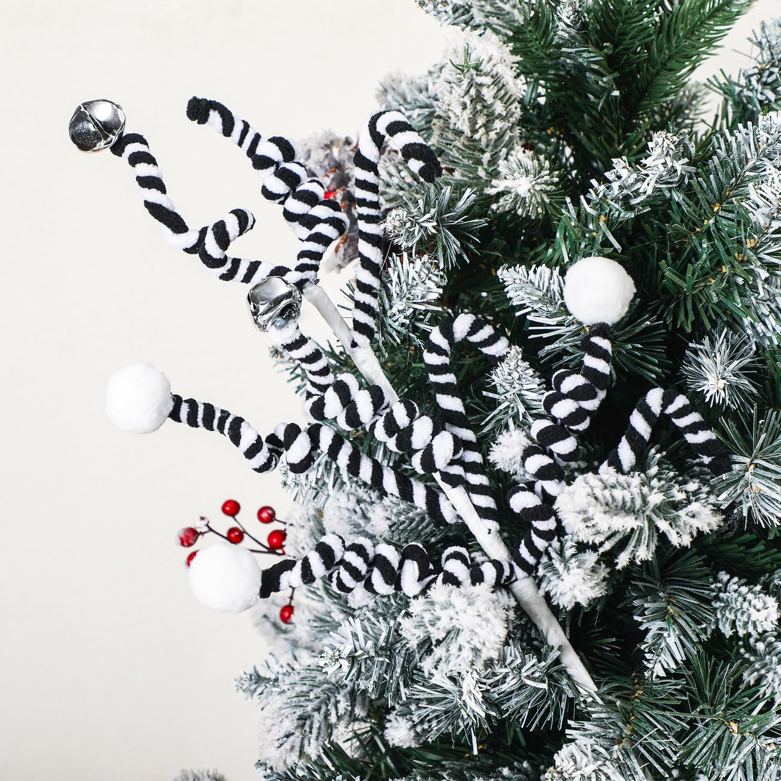 Gerrii 16 Inches Black White Lollipop Christmas Decor, Black White Gothic Night Christmas Tree Picks Decor Candy Cane Topper Orn