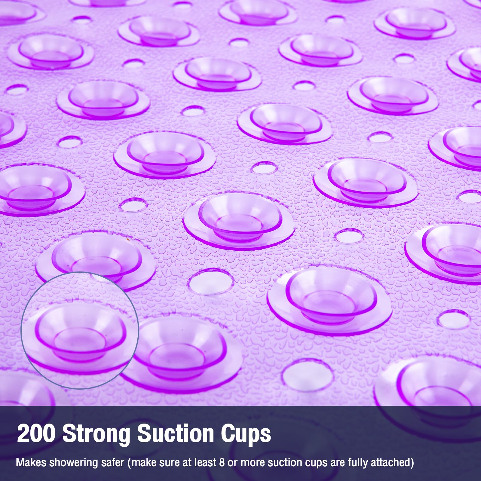 Naoloture Extra Long Bathtub Mat Non Slip, Clear Purple Soft Bath Mat For Tub 40 X 16 Inch Full Size, Bath Tub Shower Mats For B