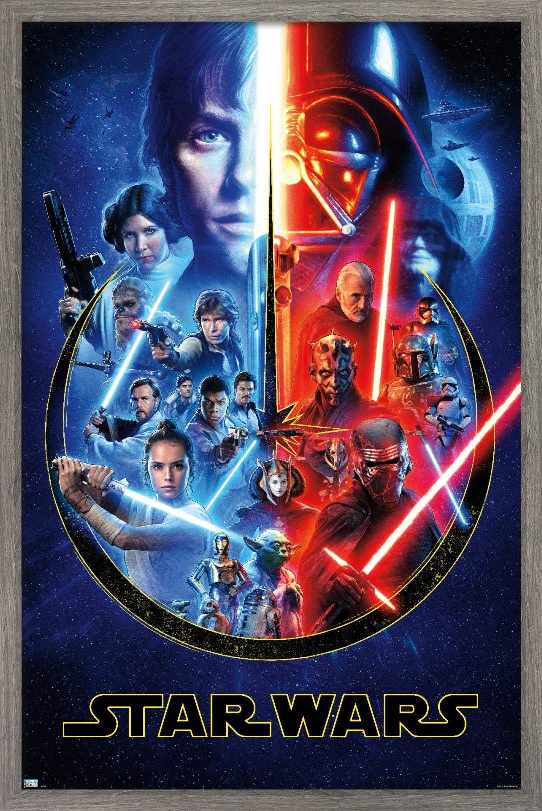 Trends International Star Wars - Skywalker Saga Wall Poster, 14.725'' X 22.375'', Barnwood Framed Version