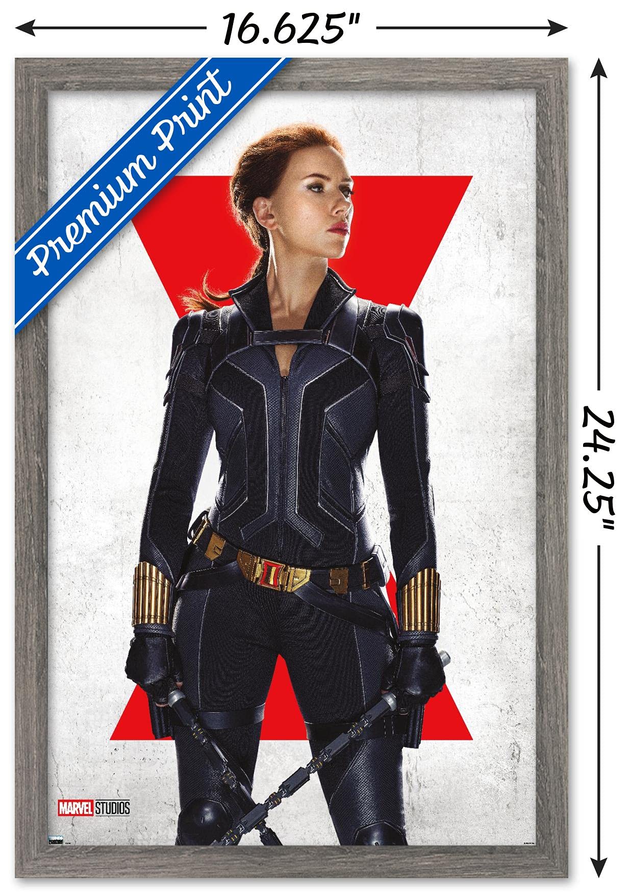 Trends International Marvel Black Widow - Black Widow One Sheet Wall Poster, 14.72'' X 22.37'', Barnwood Framed Version