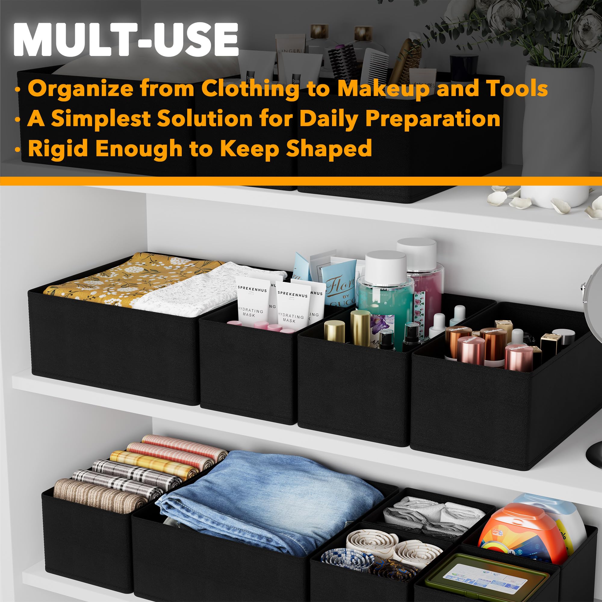 SpaceAid Drawer Organizer for Clothes, 12 Pack Dresser Drawer Organizer Bins, Closet Organizers and Storage Dividers for Clothin
