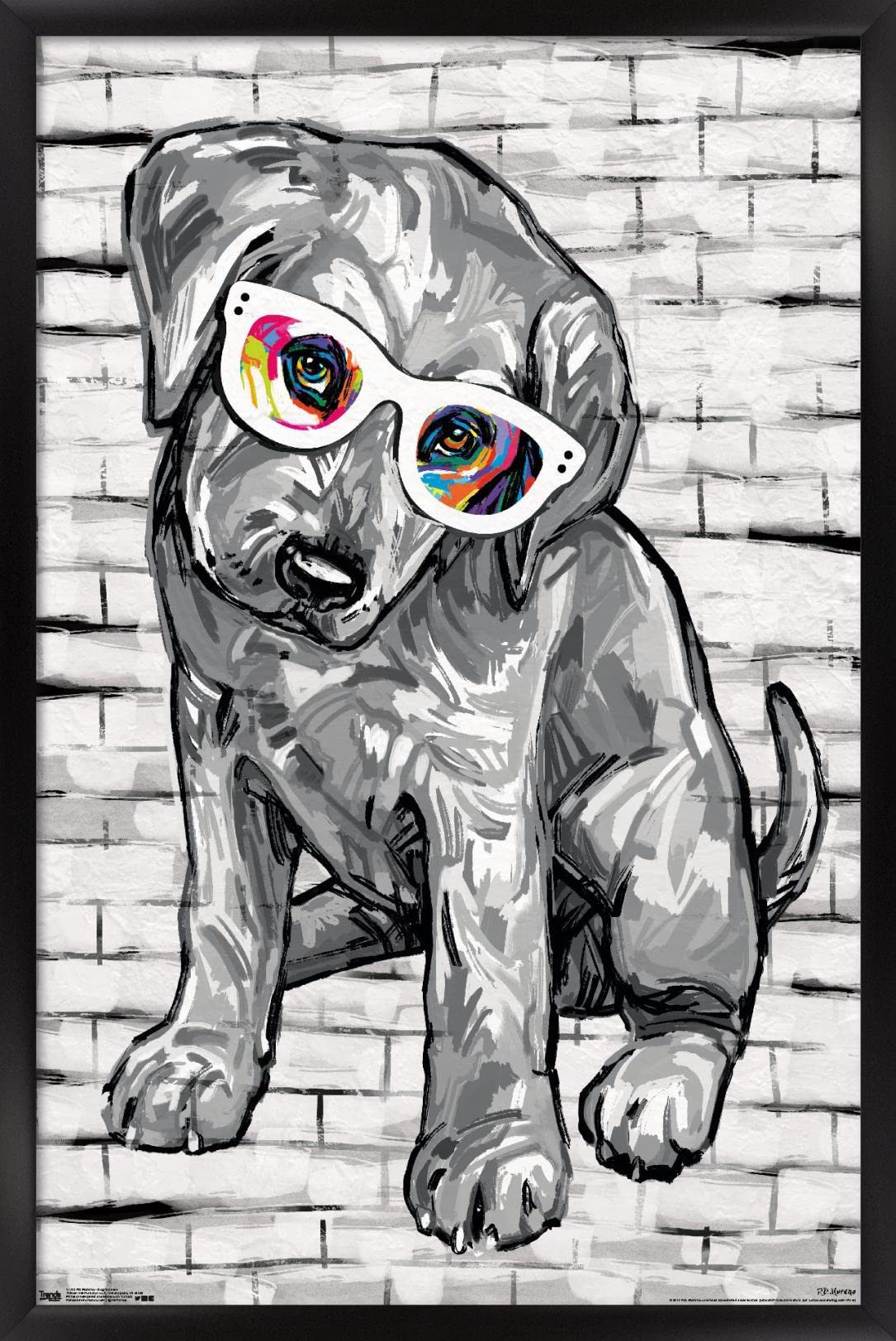 Trends International Pd Moreno - Dog Glasses Wall Poster, 14.725'' X 22.375'', Black Framed Version