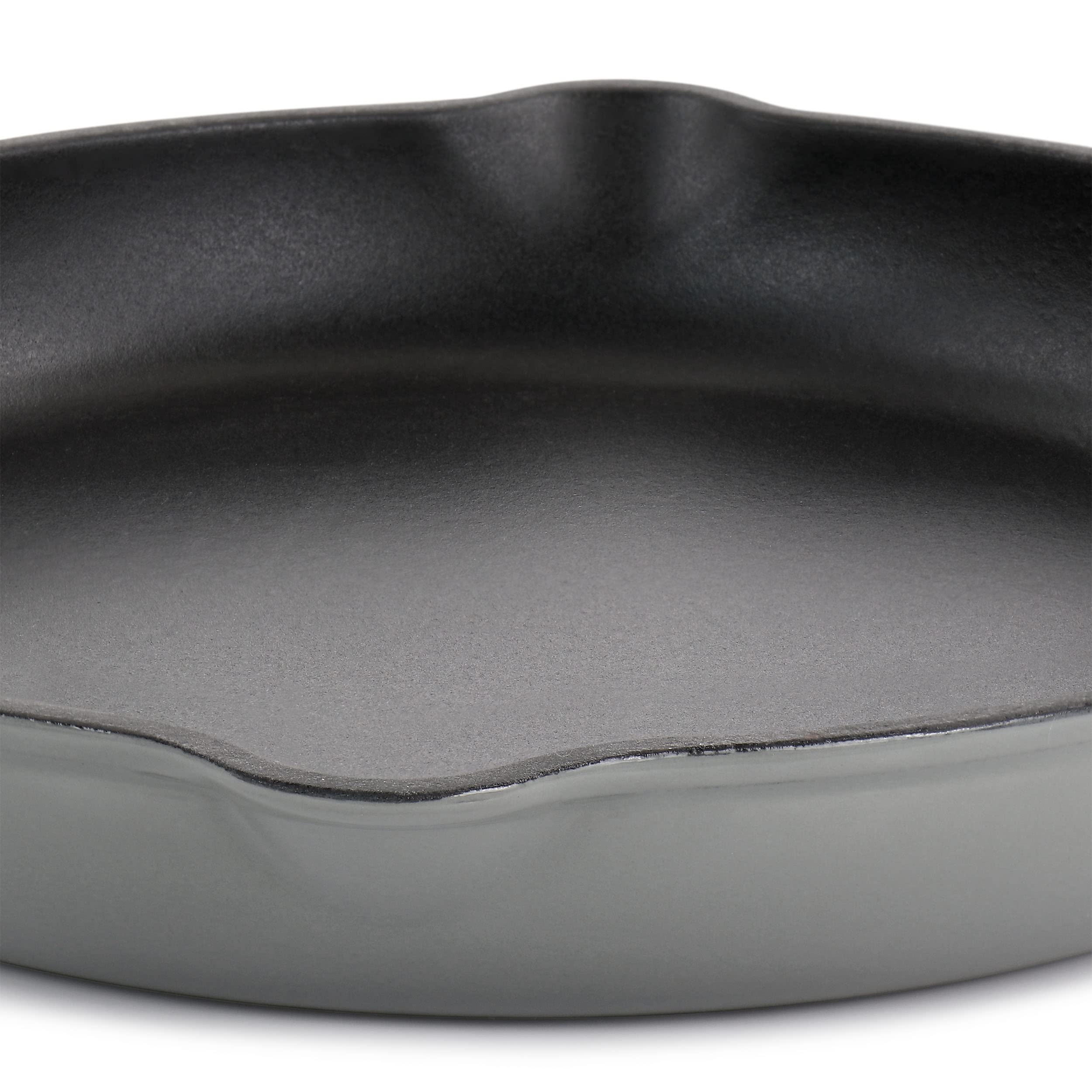Megachef Round 10.25 Inch Enameled Cast Iron Skillet In Gray