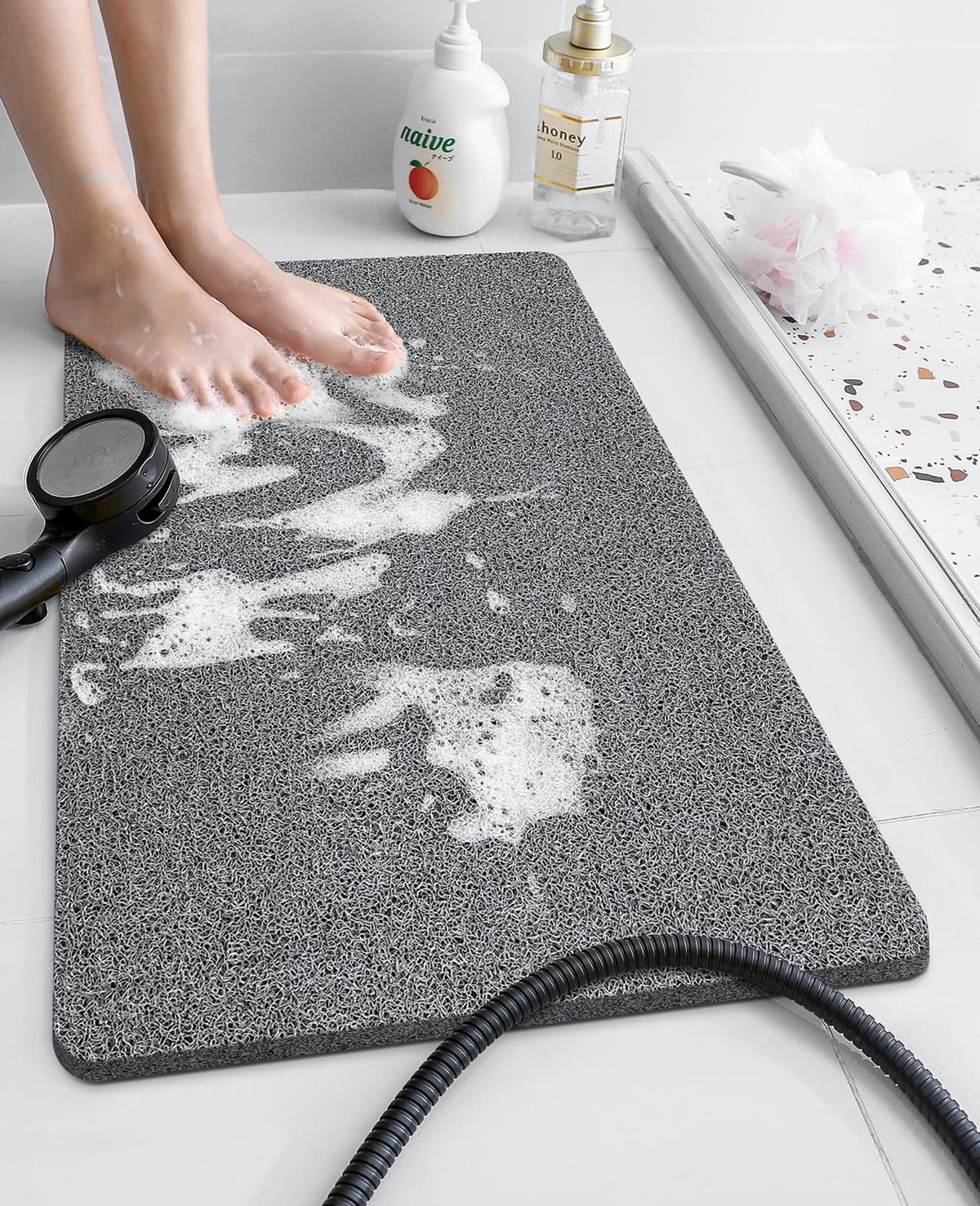 Othway Shower Mat Non Slip Without Suction Cups, Quick Drying Bathtub Mat Non Slip For Shower Bathroom, Pvc Loofah Shower Mat Fo