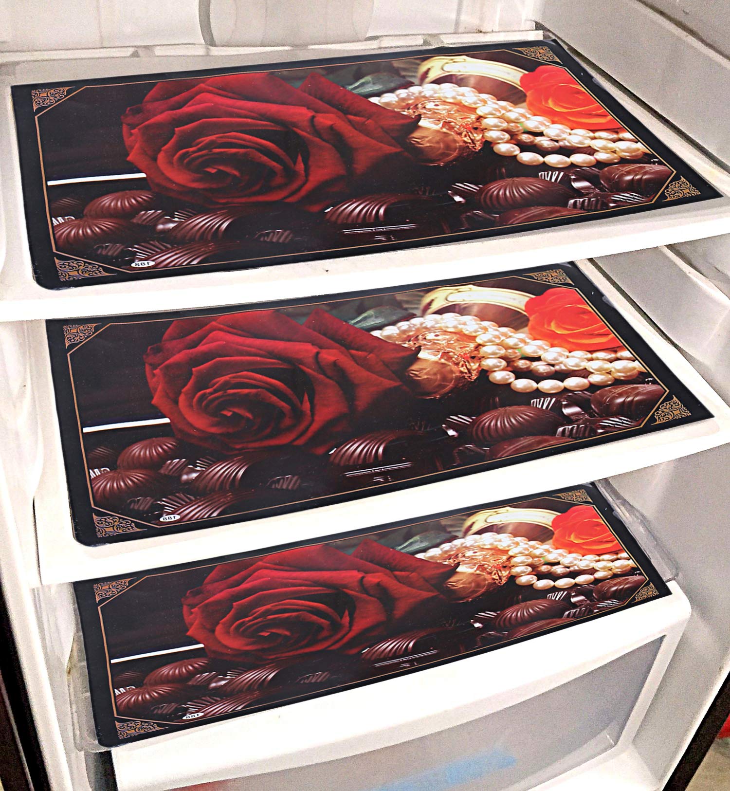 Kuber Industries Pvc 6 Pieces Reversible Fridge Drawer Mats (Multi) -Ctktc07109
