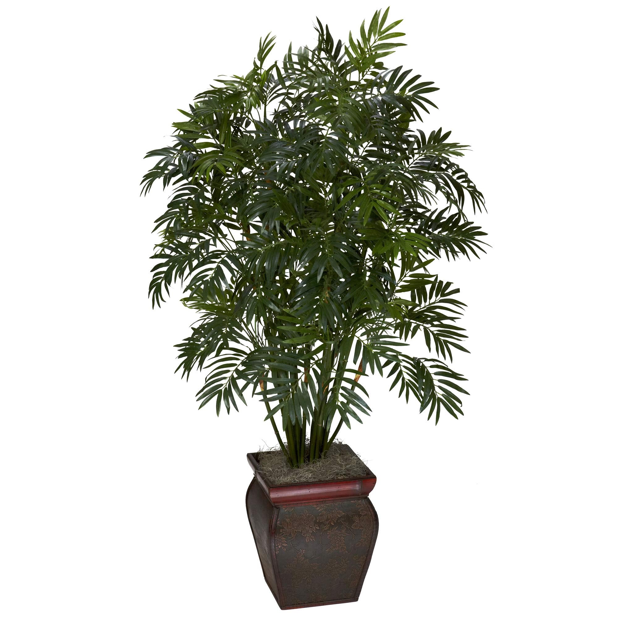 Nearly Natural 6717 Mini Bamboo Palm with Decorative Vase, Green 49.5 x 9 x 9