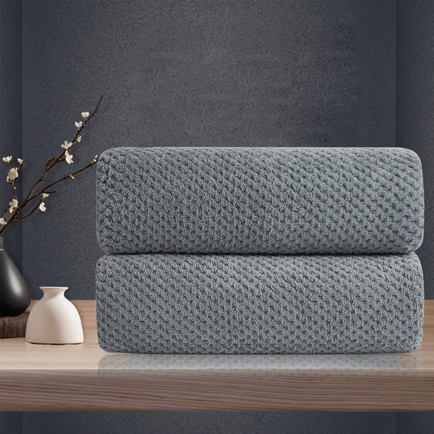 Dark Gray Hand Towels Set 2 Pack-16?31?Ultra Soft Microfibers Bathroom Towel Set Highly Absorbent Quick Dry Luxury Premium Towel