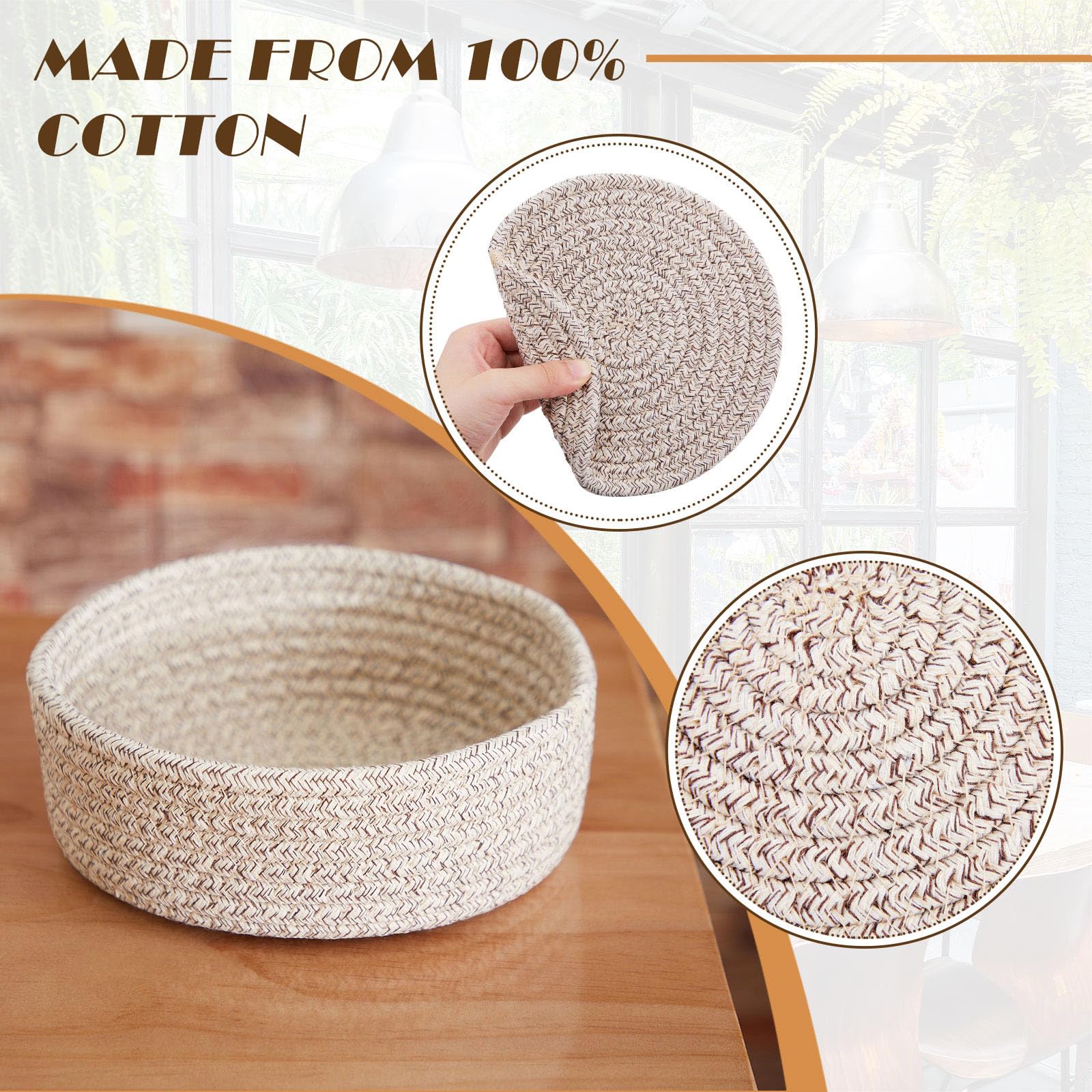 Mumufy 9 Pcs 7 In Cotton Trivets For Hot Dishes With Storage Basket Trivets For Hot Pots And Pans Hot Pads For Kitchen Heat Resi