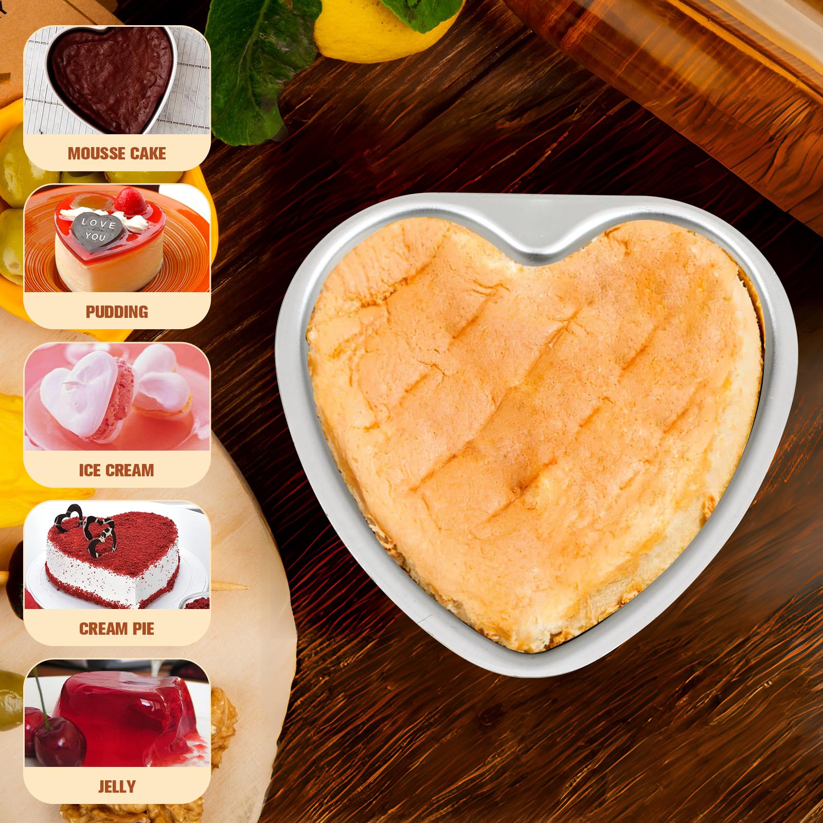 2Pcs Heart Shaped Cake Pans Aluminum Pans With Removable Bottom, Kitchen Baking Bread Cheesecake Non-Stick Cake Mold Heart-Shape