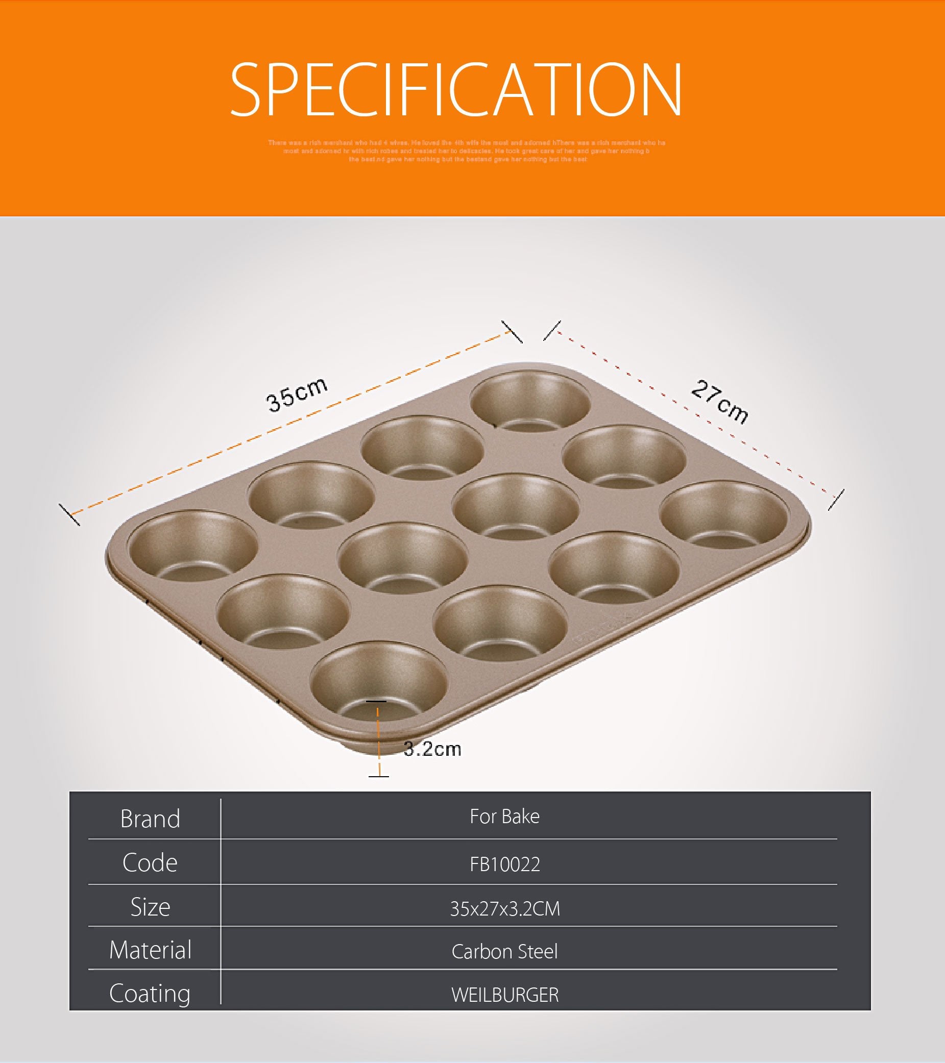 For Bake Carbon Steel Nonstick Bakeware Muffin Pan (12-Cup)