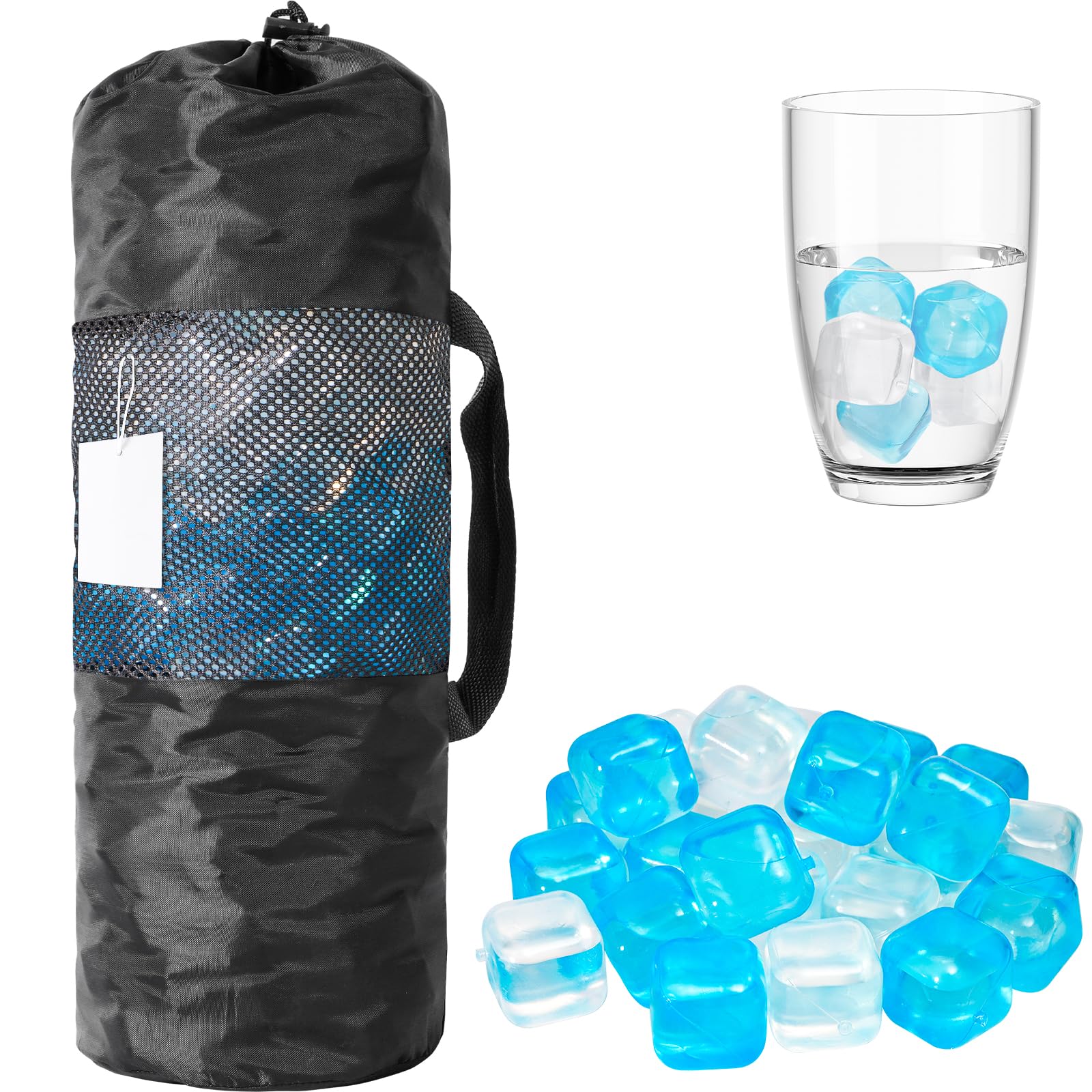 VOGVOG Reusable Ice Cubes for Drinks, Blue&Transparent, Square, 380 Pack