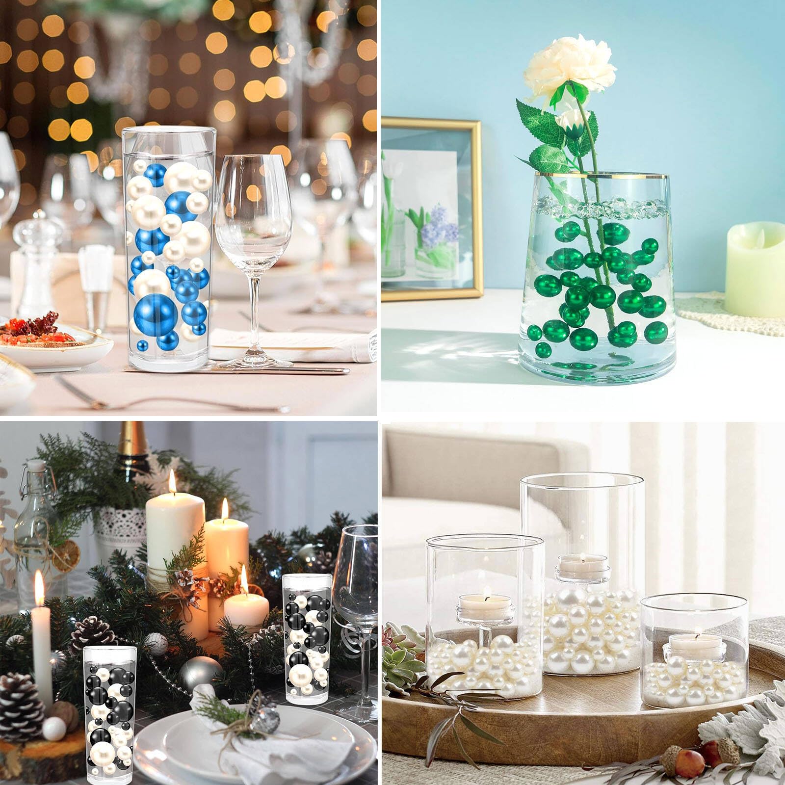 TMCLHXYNF 150Pieces Floating NO Hole Pearls for Vases,Makeup Beads,Highlight Faux Deep Purple Floating Candle Beads Vase Fillers